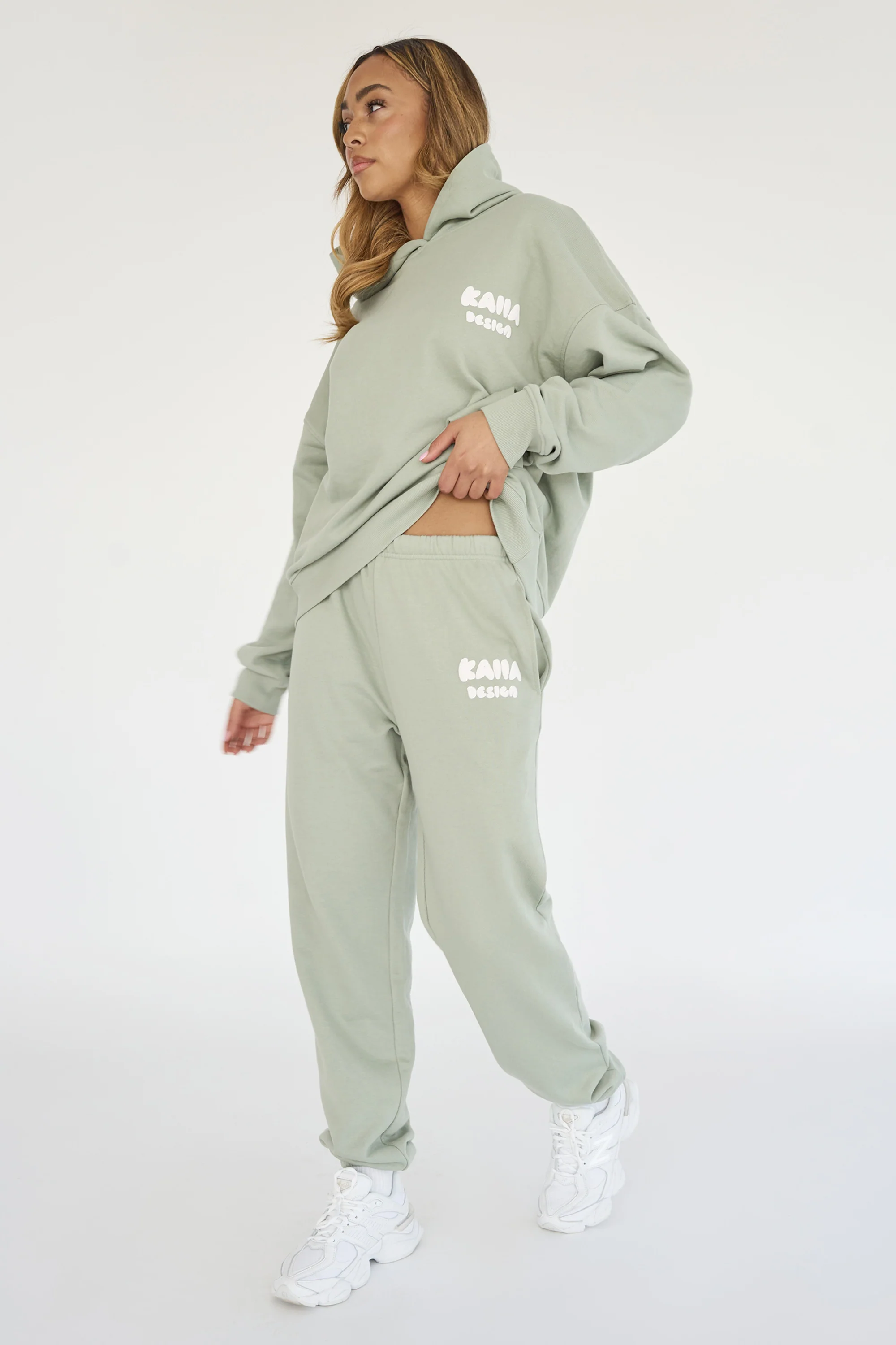 Kaiia Design Bubble Logo Cuffed Joggers Sage Green - Image 8
