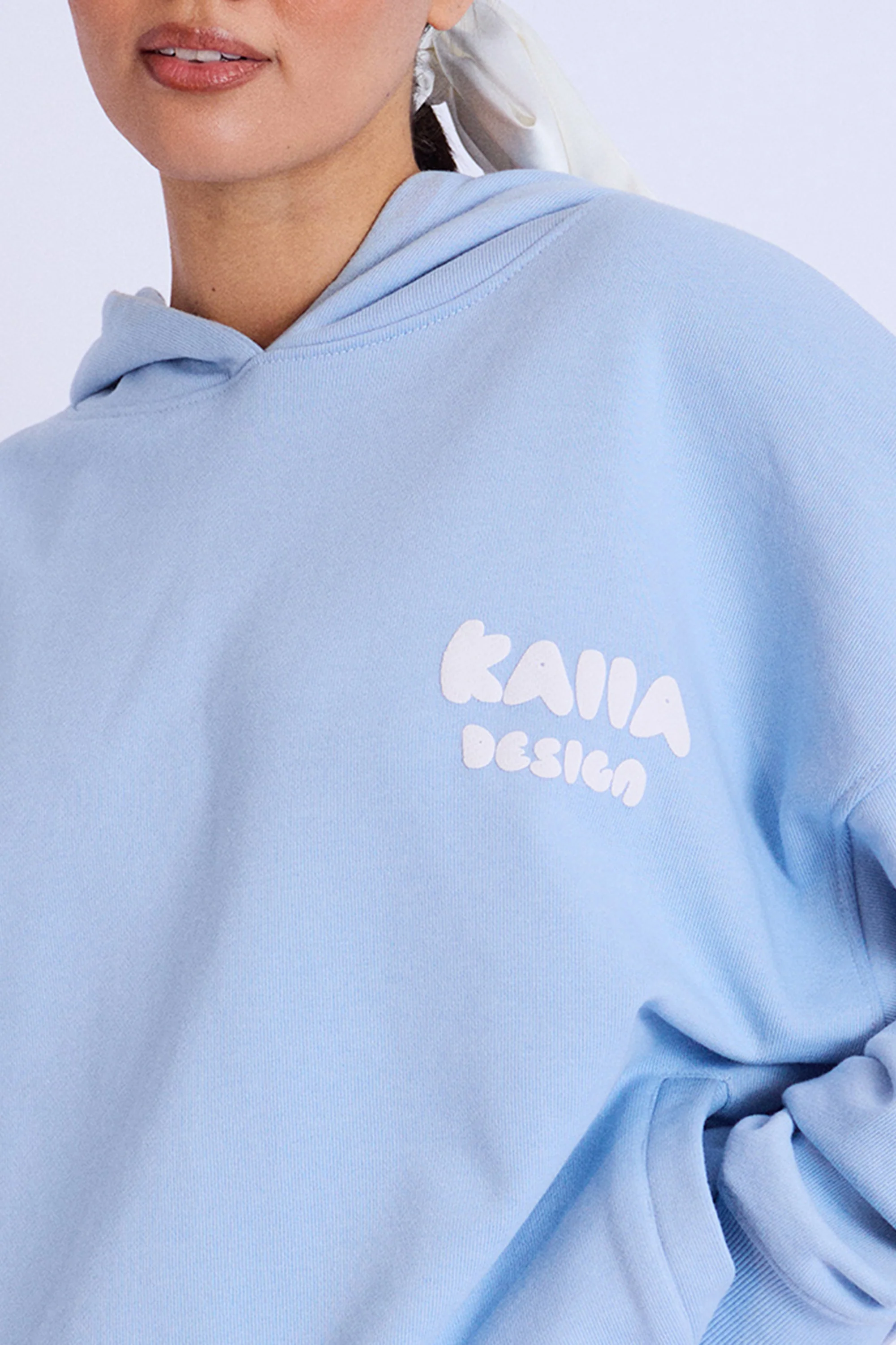 Kaiia Design Bubble Logo Oversized Hoodie Baby Blue - Image 4