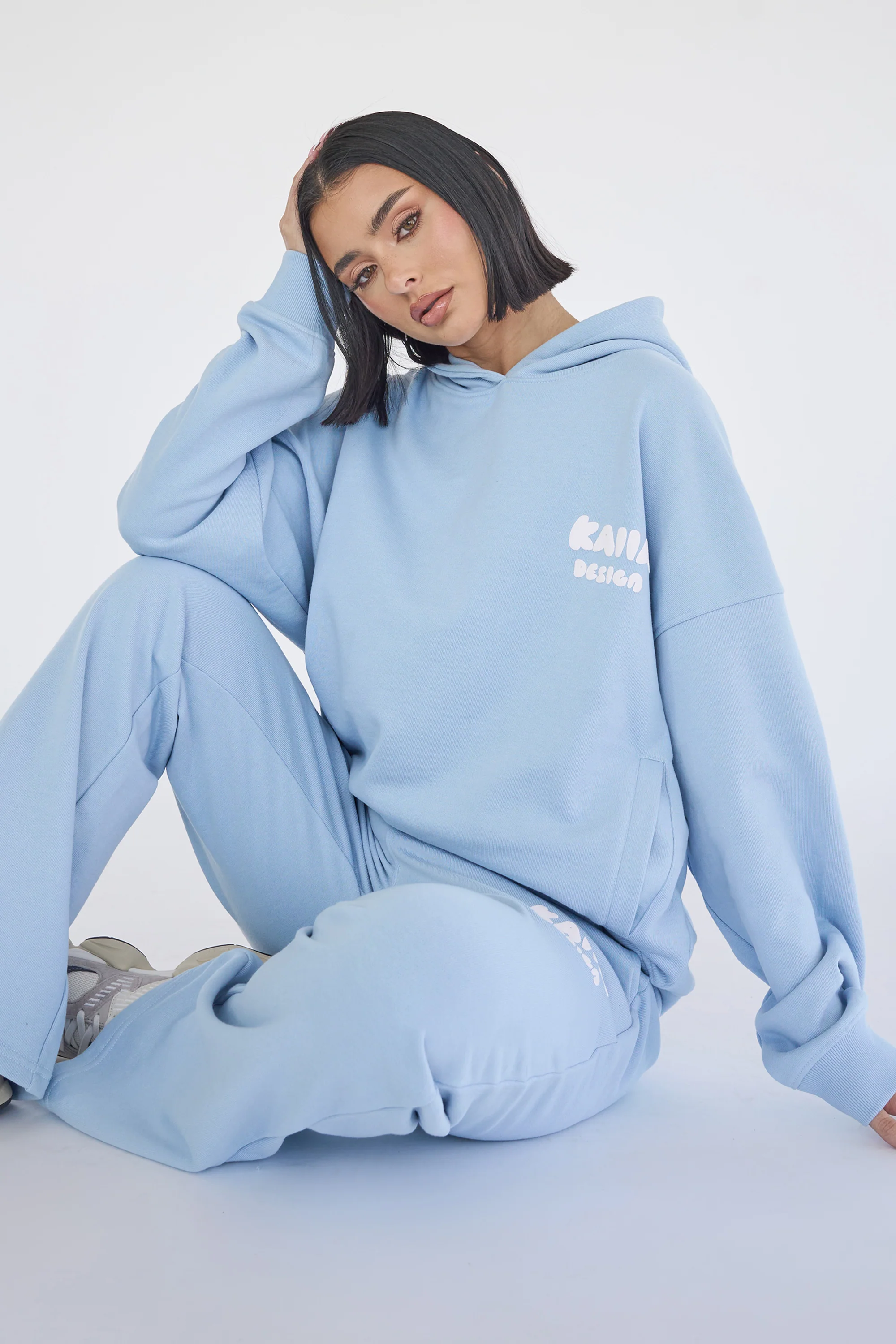 Kaiia Design Bubble Logo Oversized Hoodie Baby Blue - Image 6