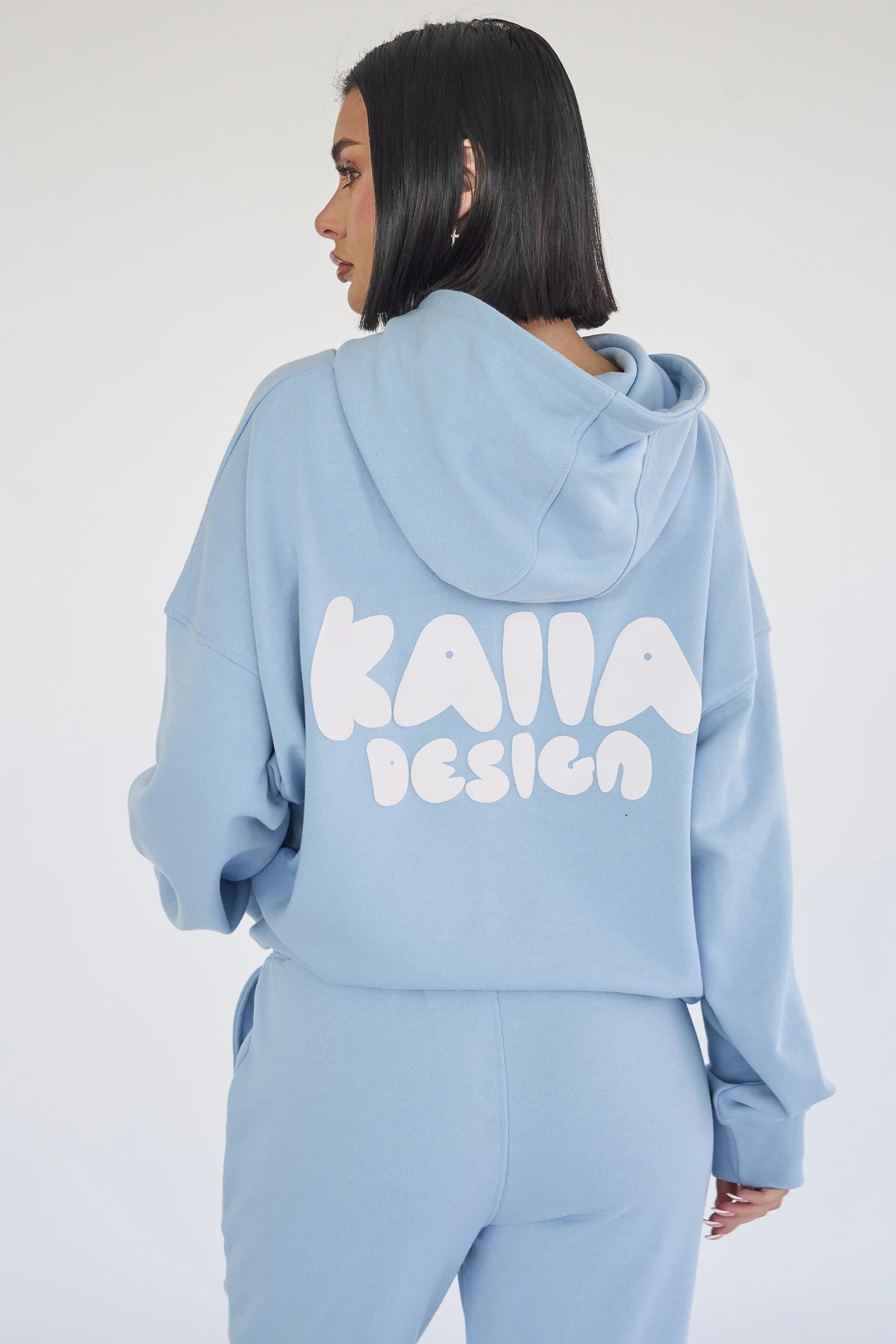Kaiia Design Bubble Logo Oversized Hoodie Baby Blue - Image 9