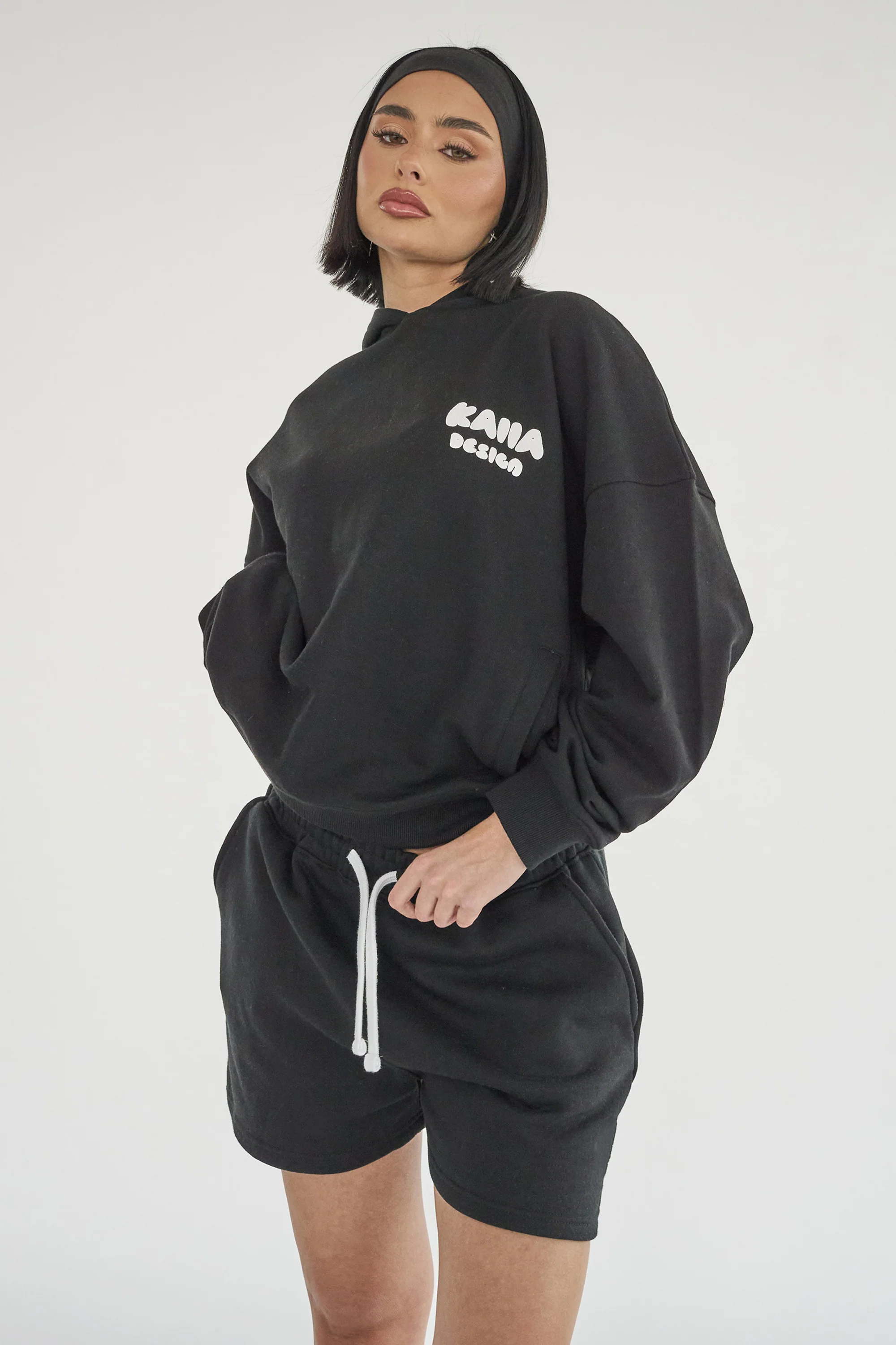 Kaiia Design Bubble Logo Oversized Hoodie Black - Image 2