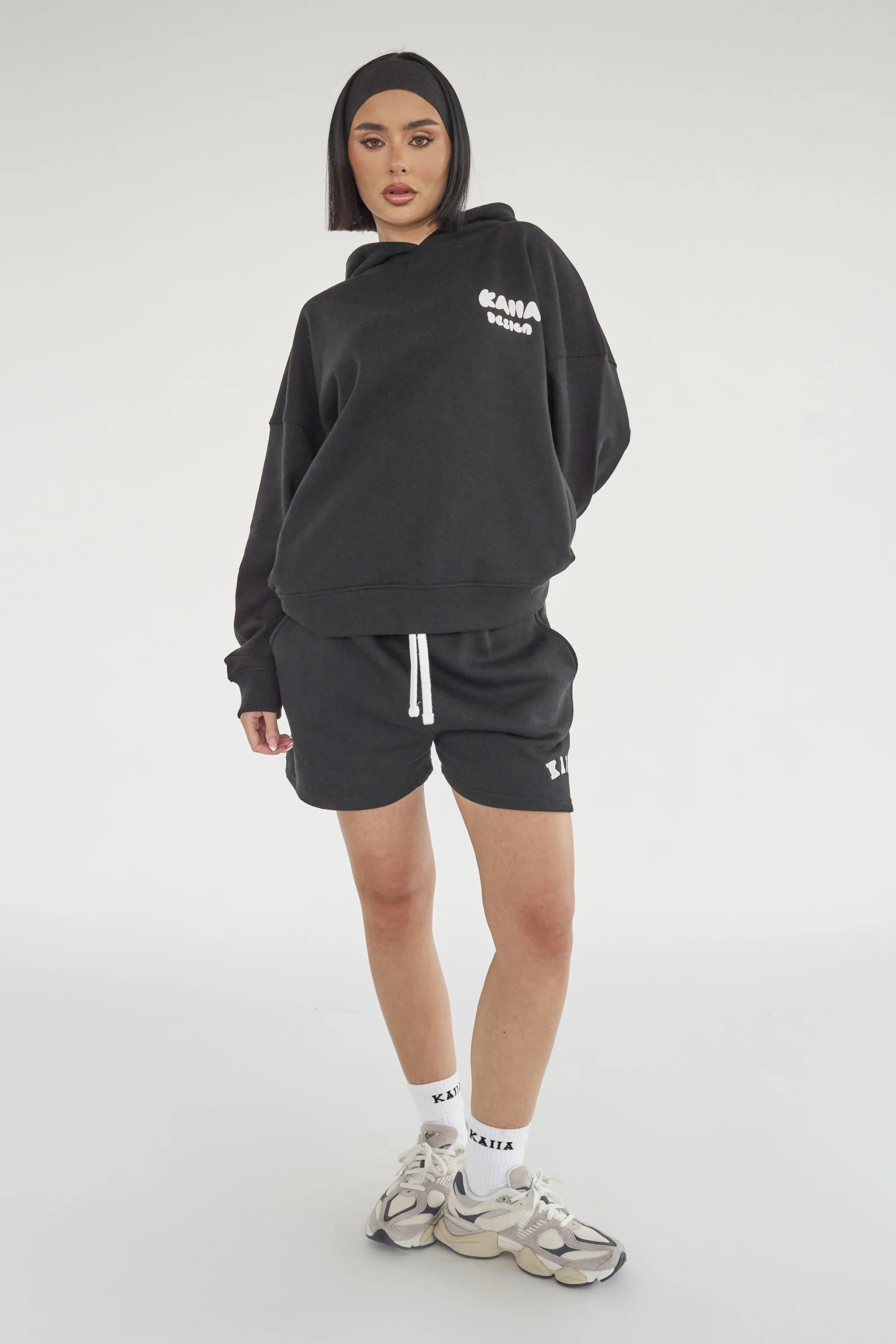 Kaiia Design Bubble Logo Oversized Hoodie Black - Image 3