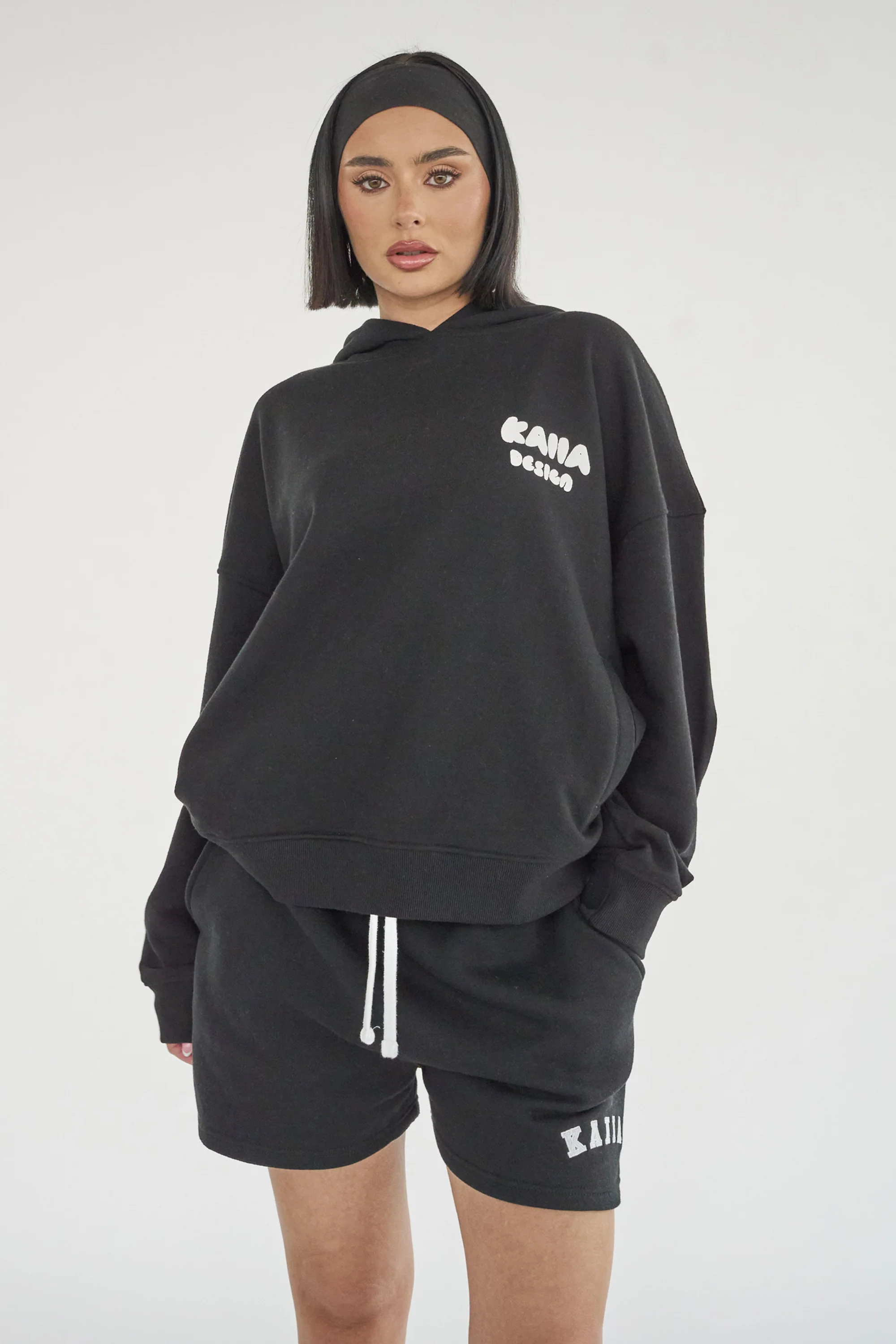 Kaiia Design Bubble Logo Oversized Hoodie Black - Image 4