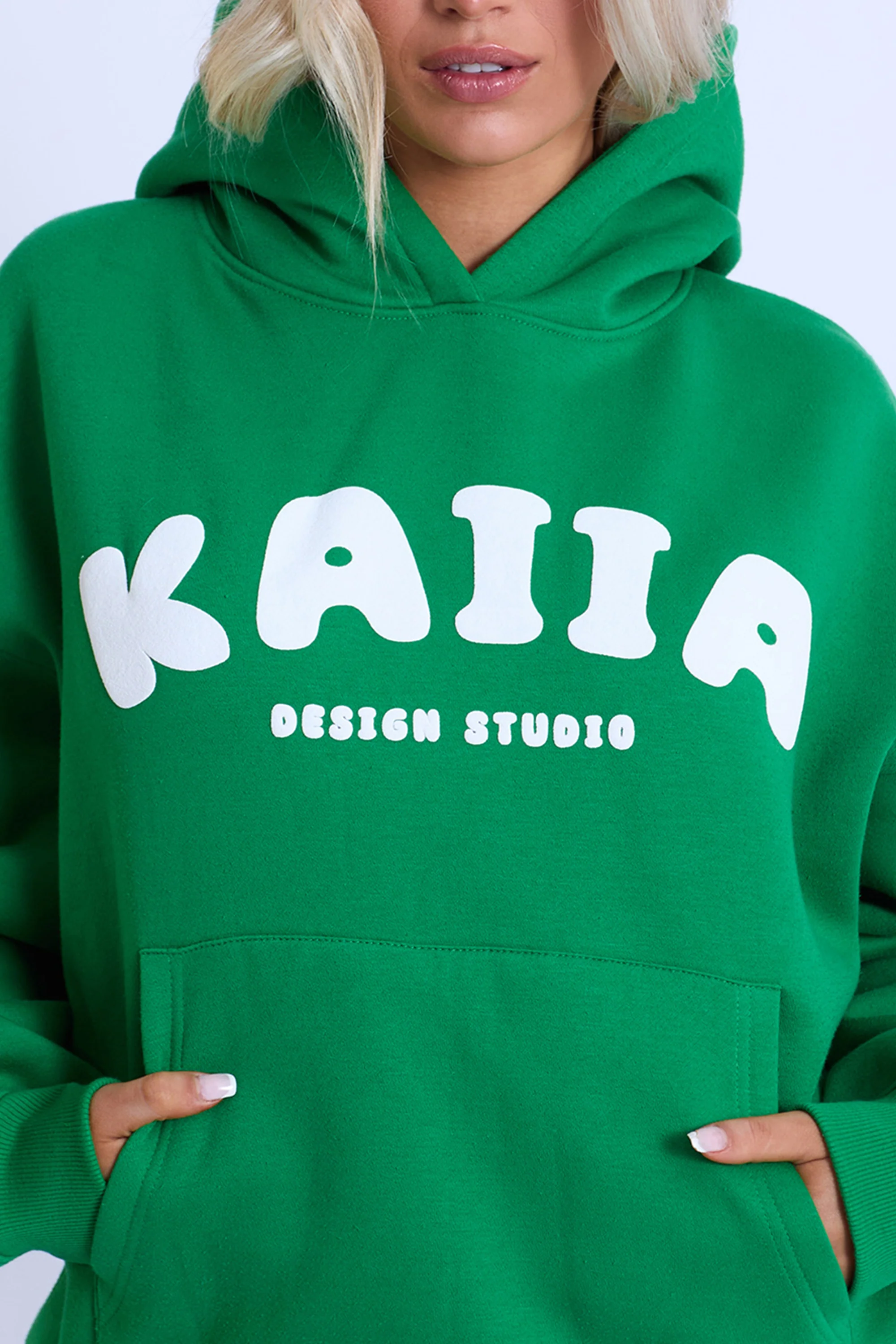 Kaiia Design Bubble Logo Oversized Hoodie Green - Image 4