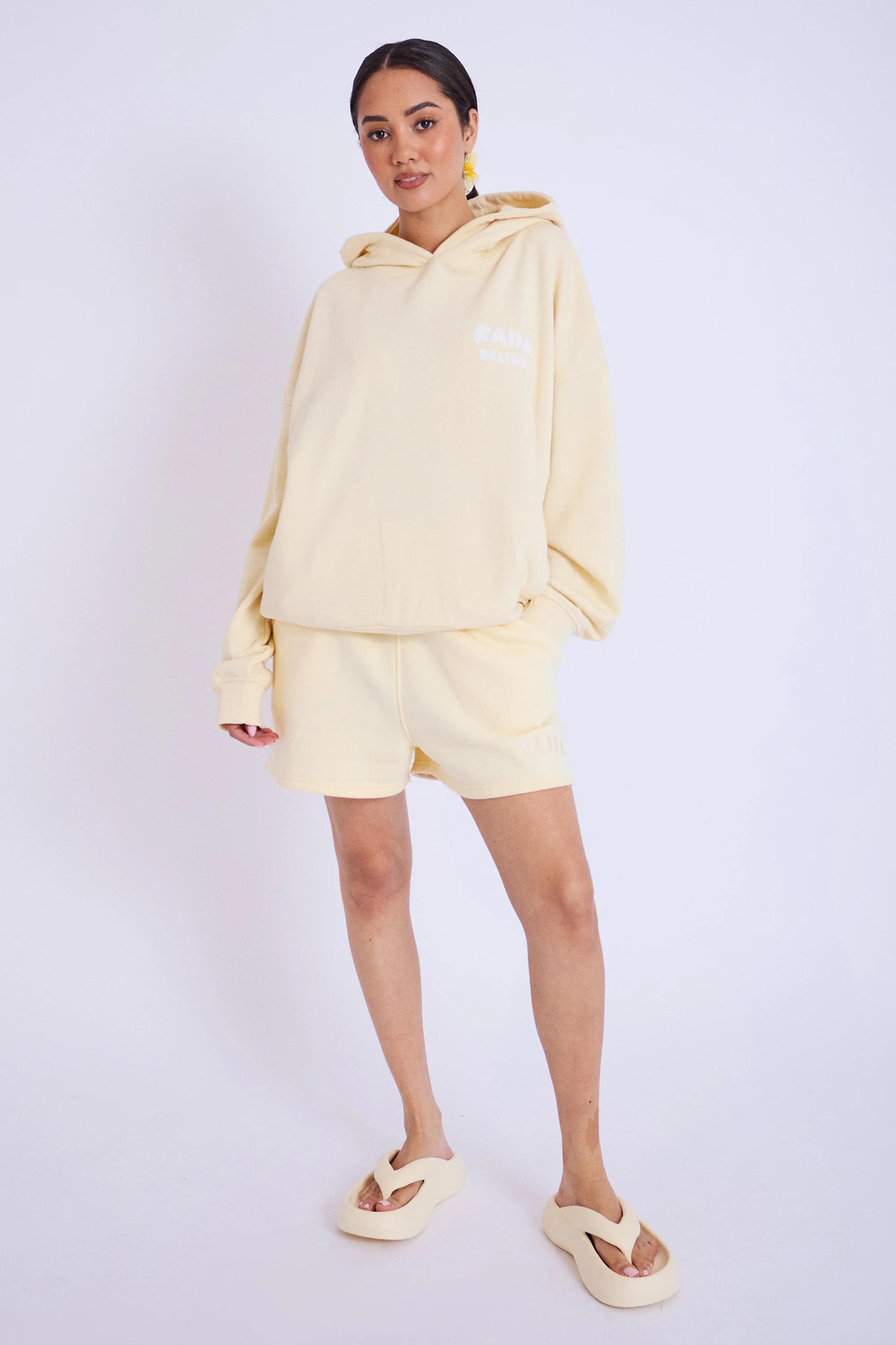 Kaiia Design Bubble Logo Oversized Hoodie Lemon - Image 3