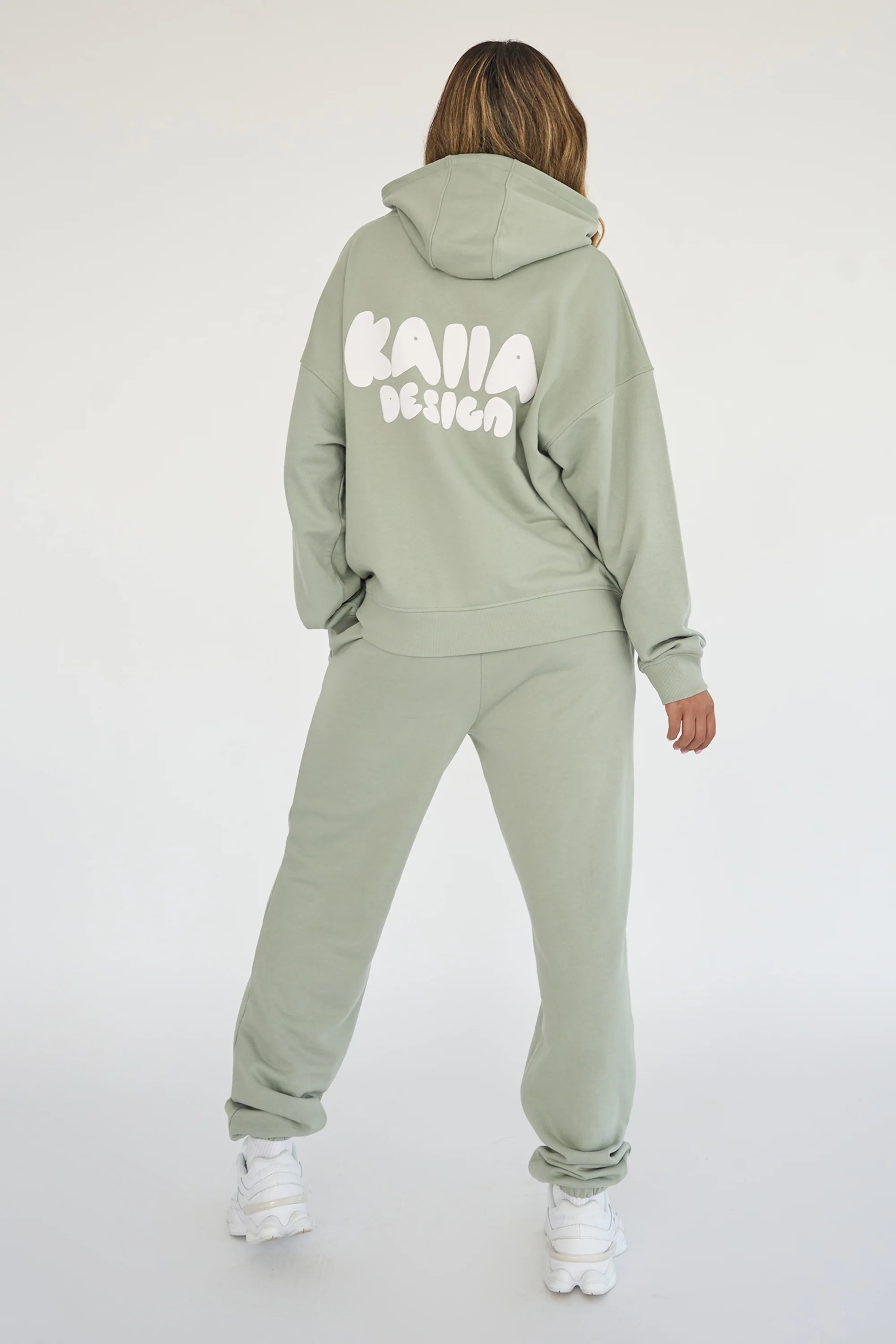 Kaiia Design Bubble Print Oversized Hoodie Sage Green - Image 8