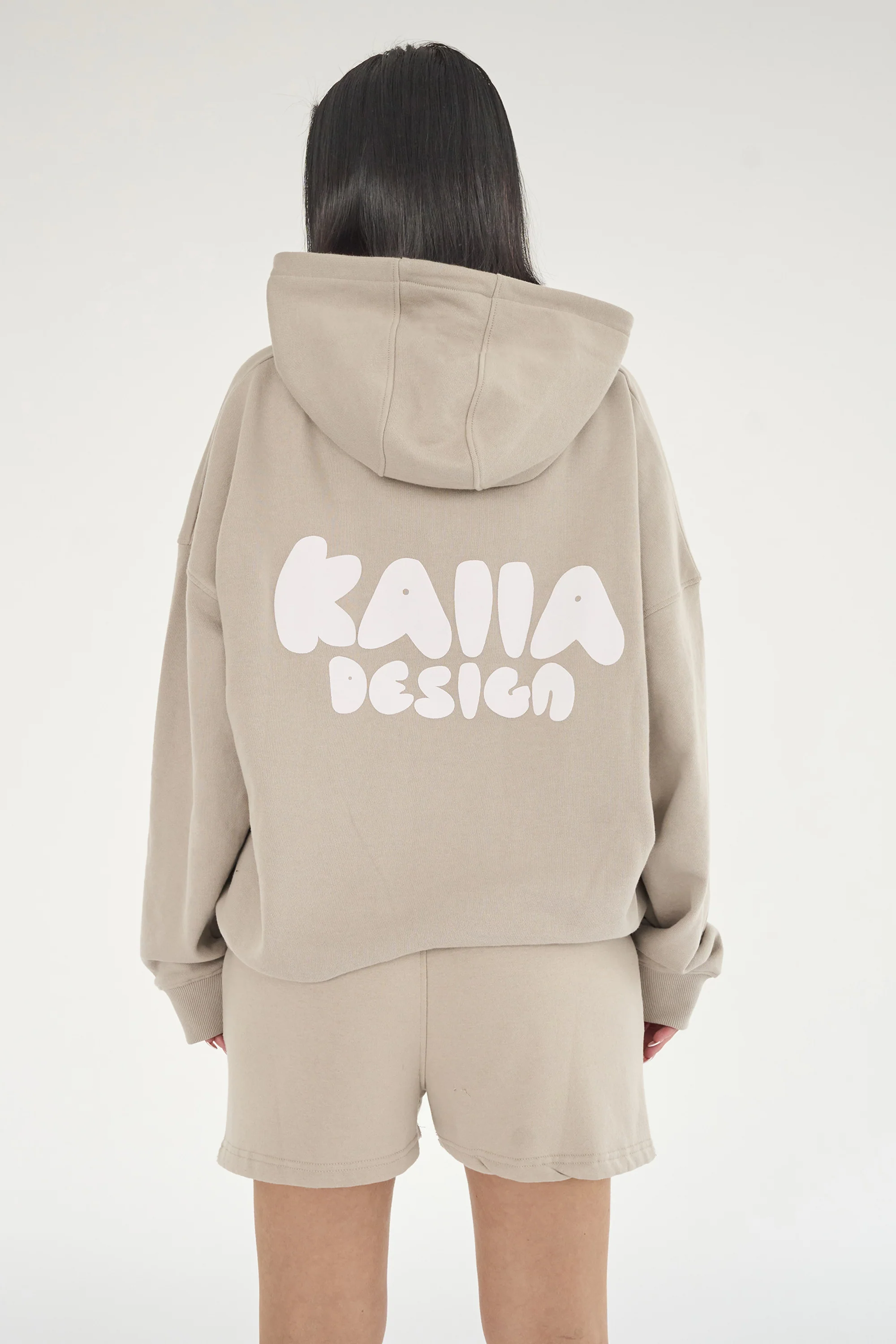 Kaiia Design Bubble Print Oversized Hoodie Stone - Image 8