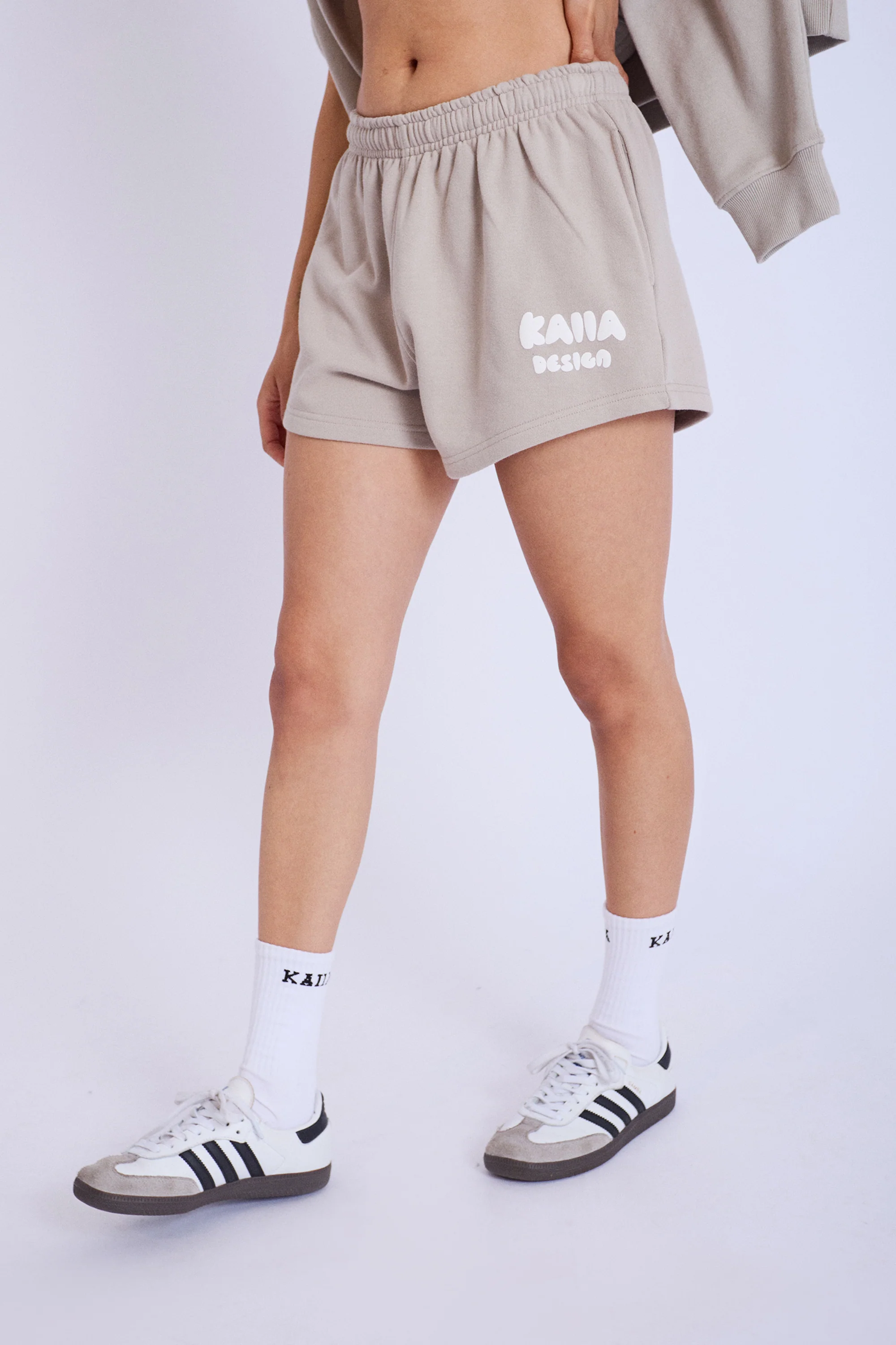 Kaiia Design Bubble Logo Sweat Shorts Stone - Image 3