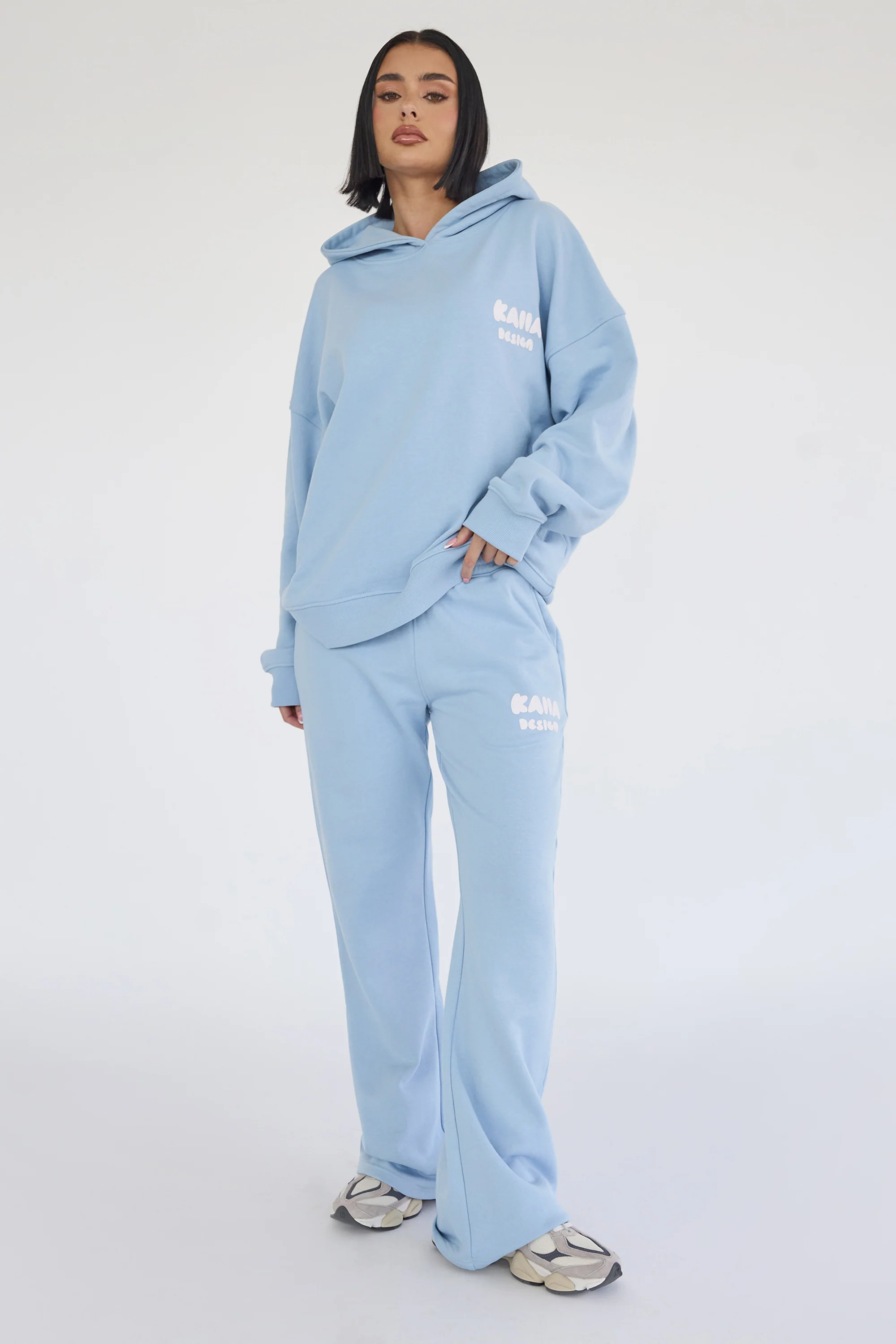 Kaiia Design Bubble Logo Wide Leg Sweat Pants Baby Blue