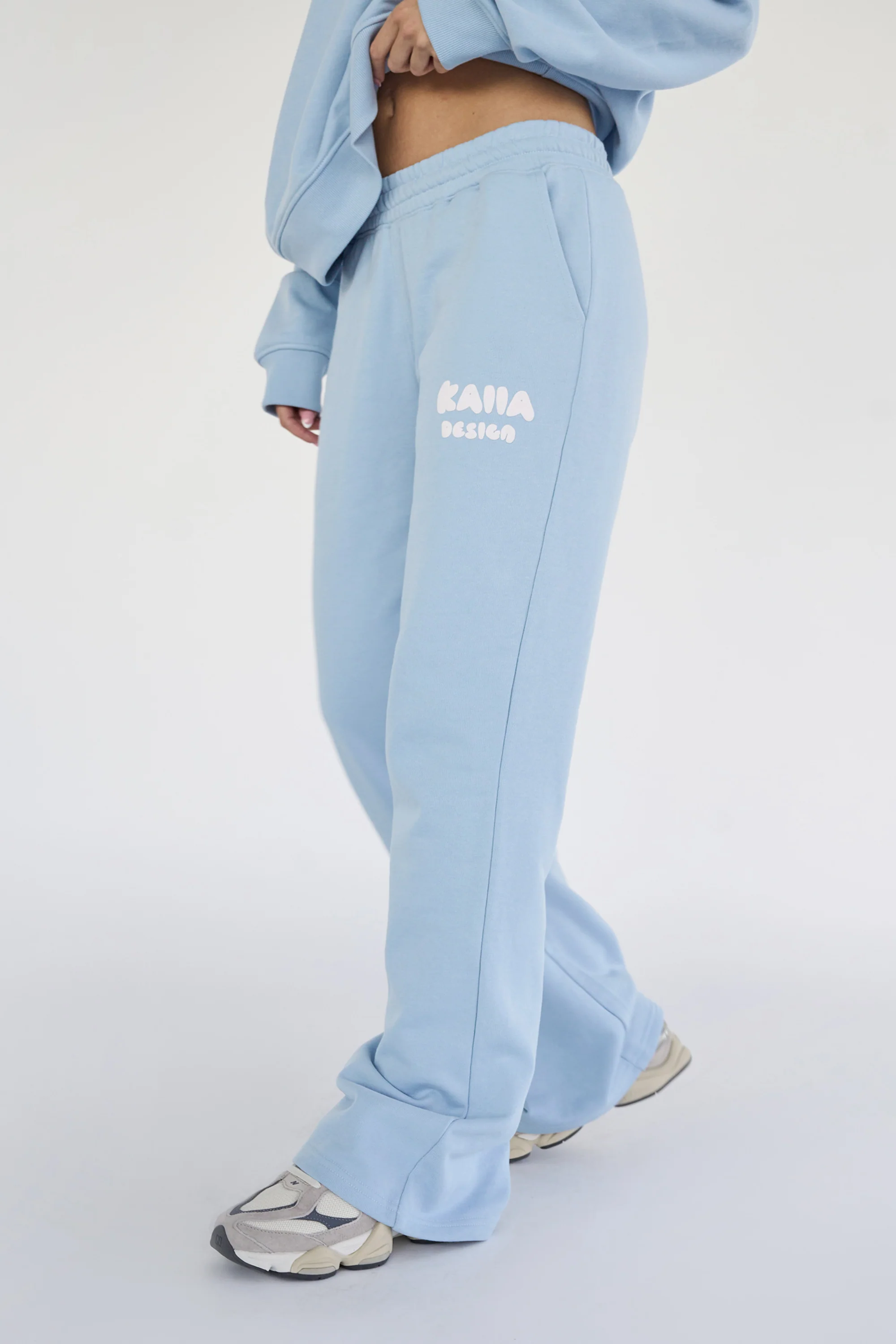 Kaiia Design Bubble Logo Wide Leg Sweat Pants Baby Blue - Image 3