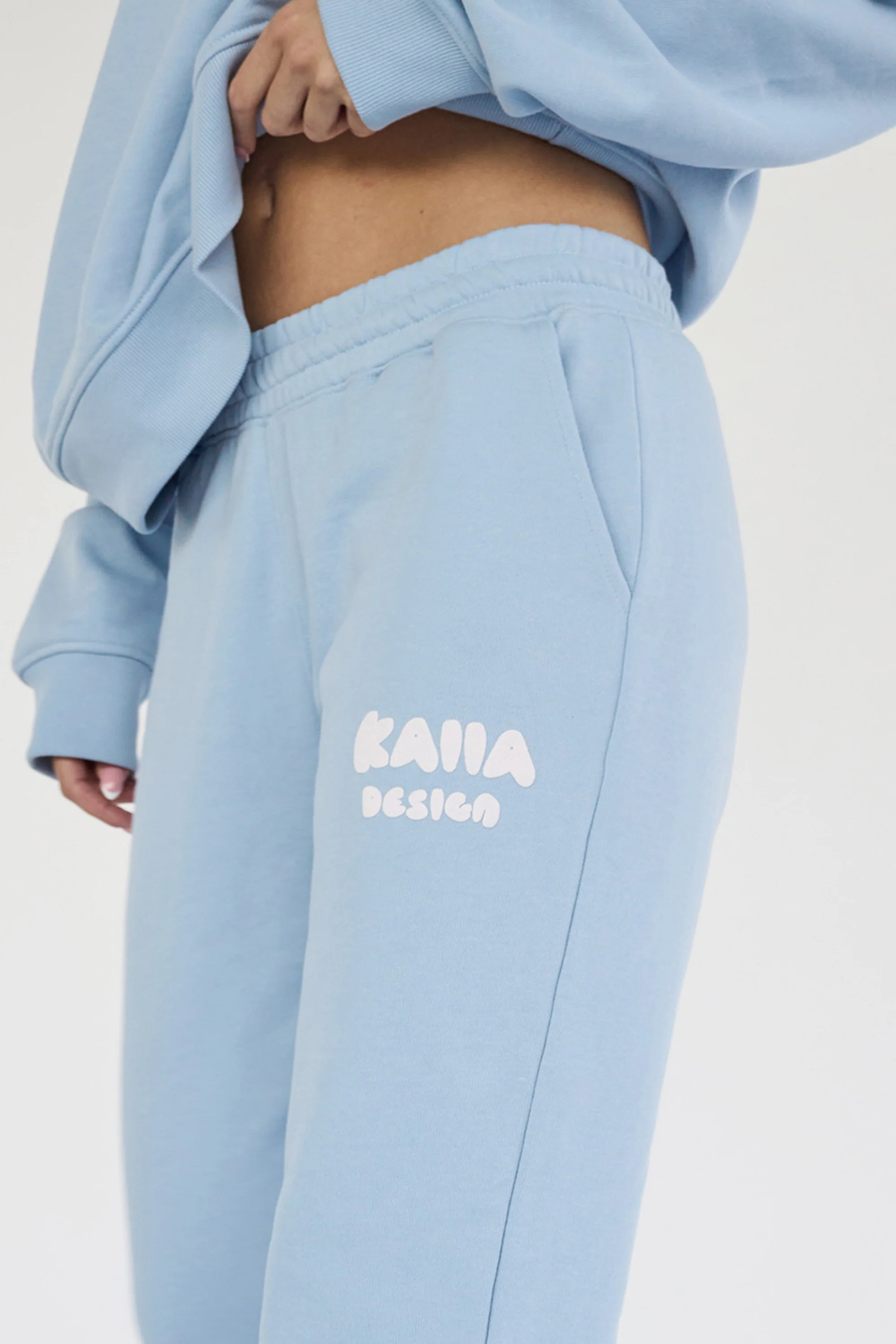 Kaiia Design Bubble Logo Wide Leg Sweat Pants Baby Blue - Image 4