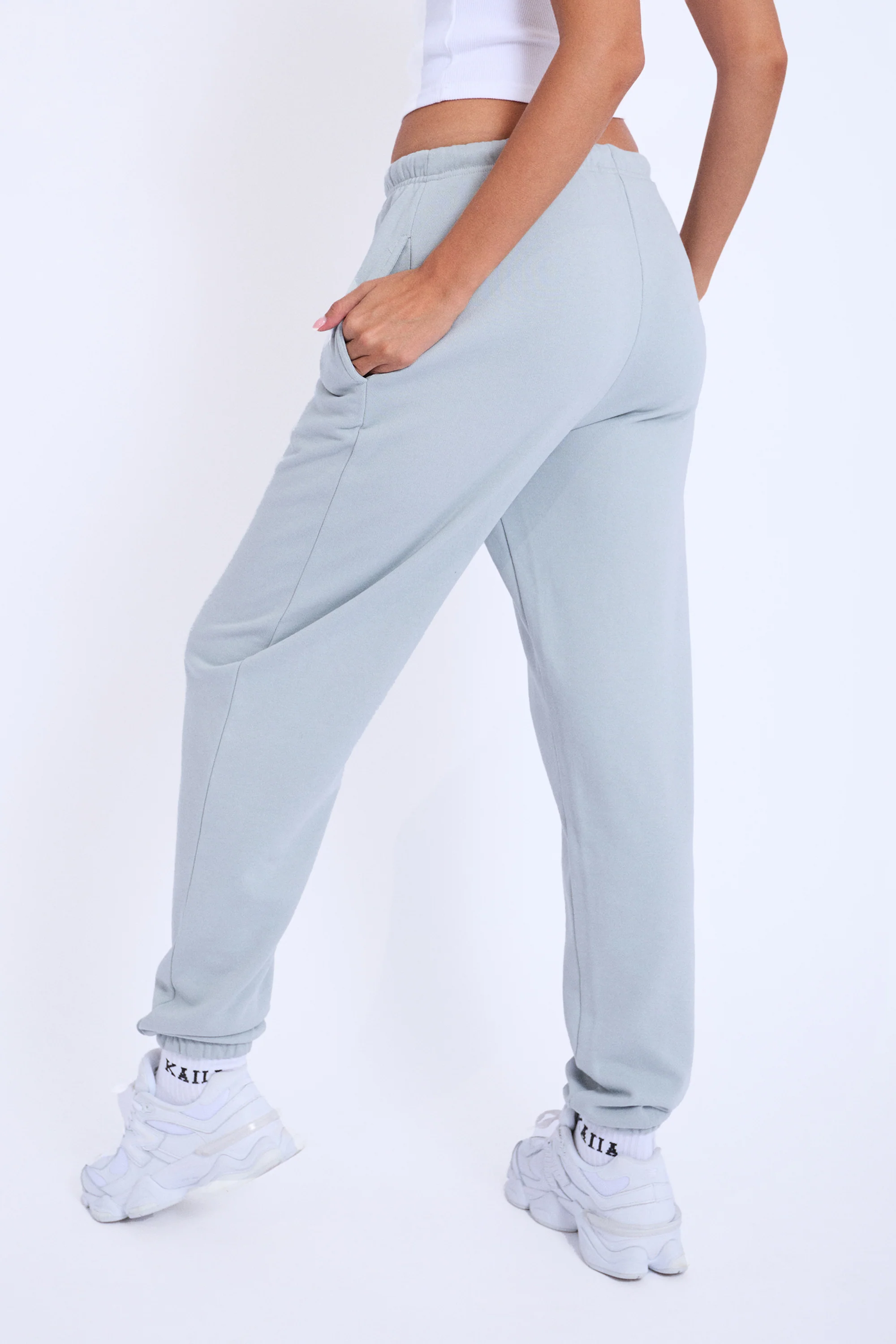 Kaiia Design Embroidered Bubble Logo Cuffed Joggers Foam Blue - Image 4