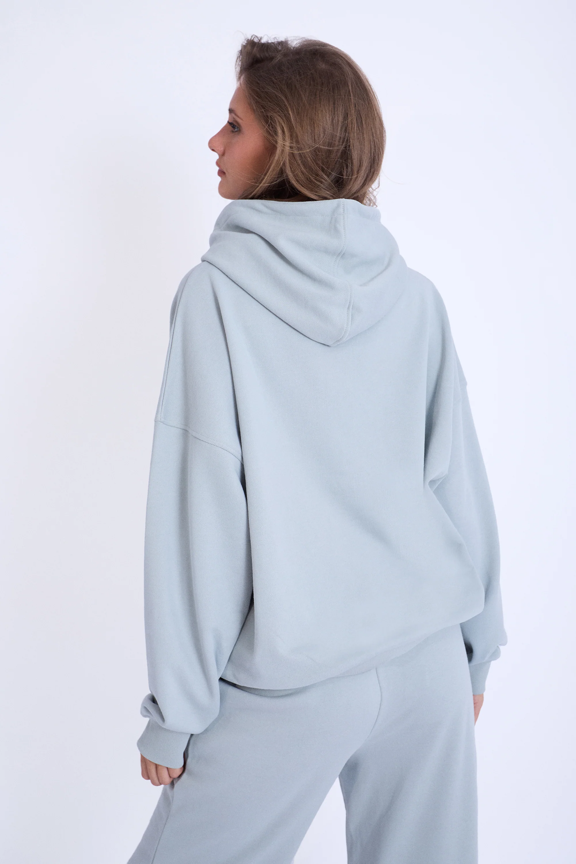 Kaiia Design Embroidered Bubble Logo Oversized Hoodie Foam Blue - Image 3