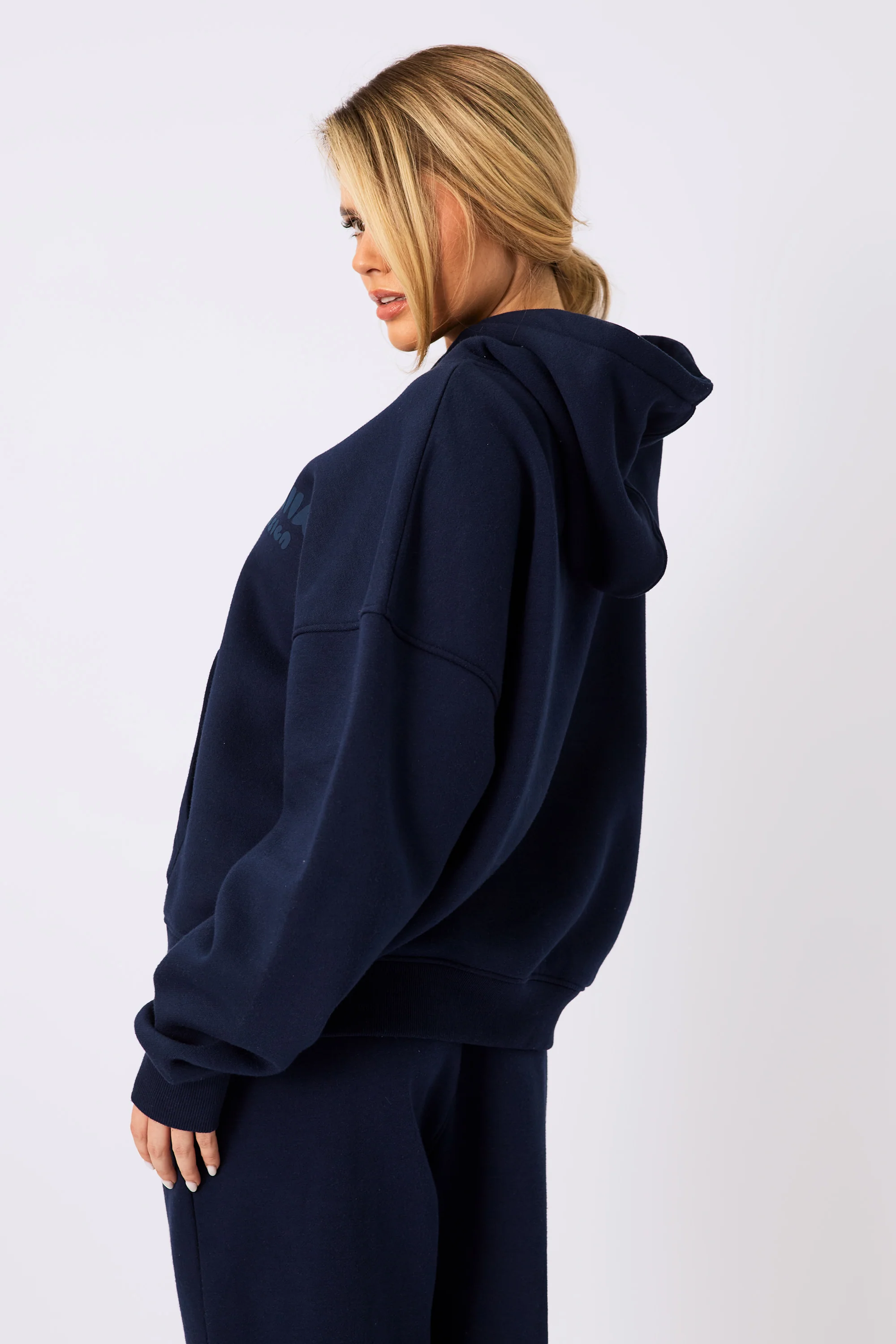 Kaiia Design Bubble Logo Oversized Hoodie Navy - Image 3