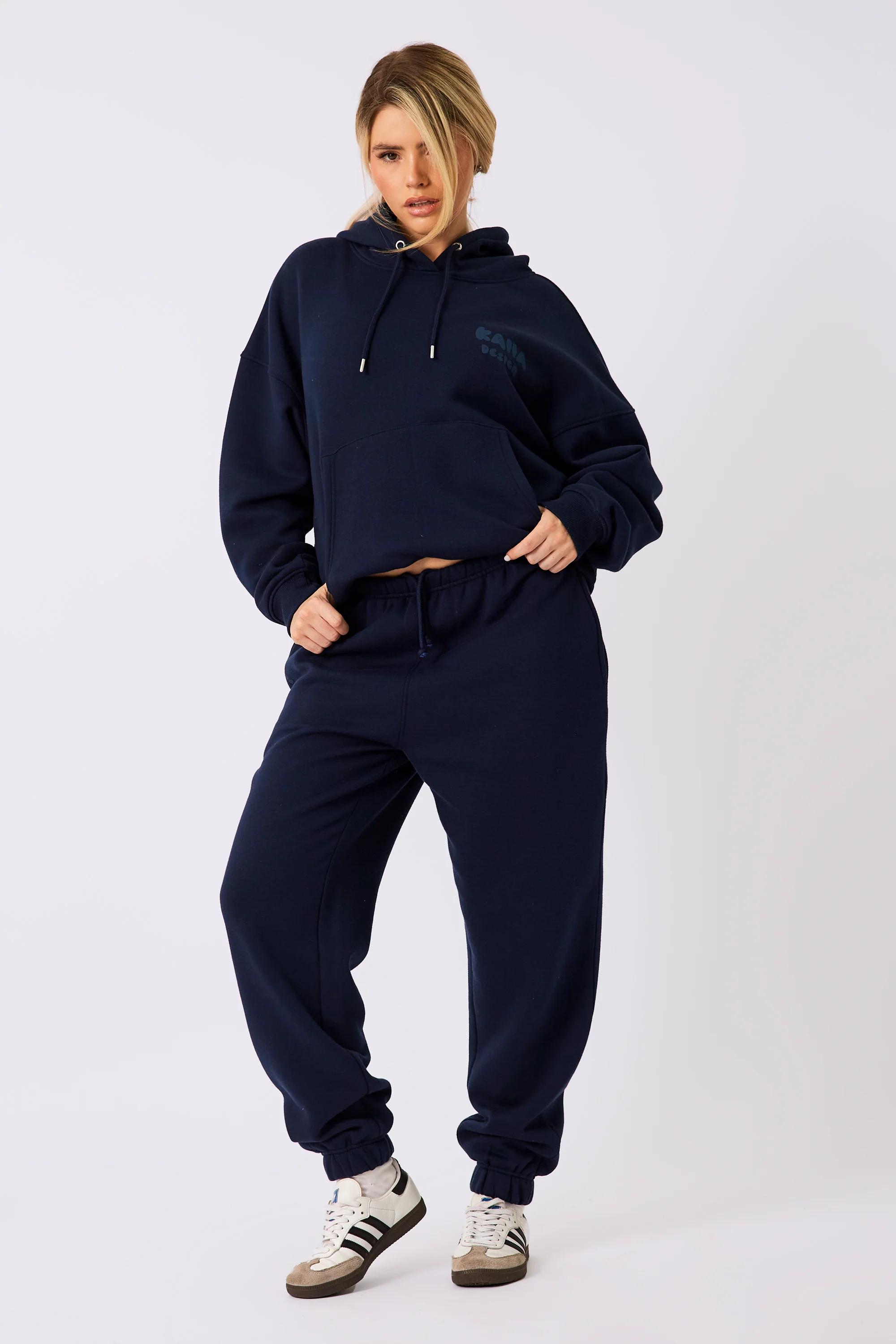 Kaiia Design Bubble Logo Oversized Hoodie Navy - Image 4