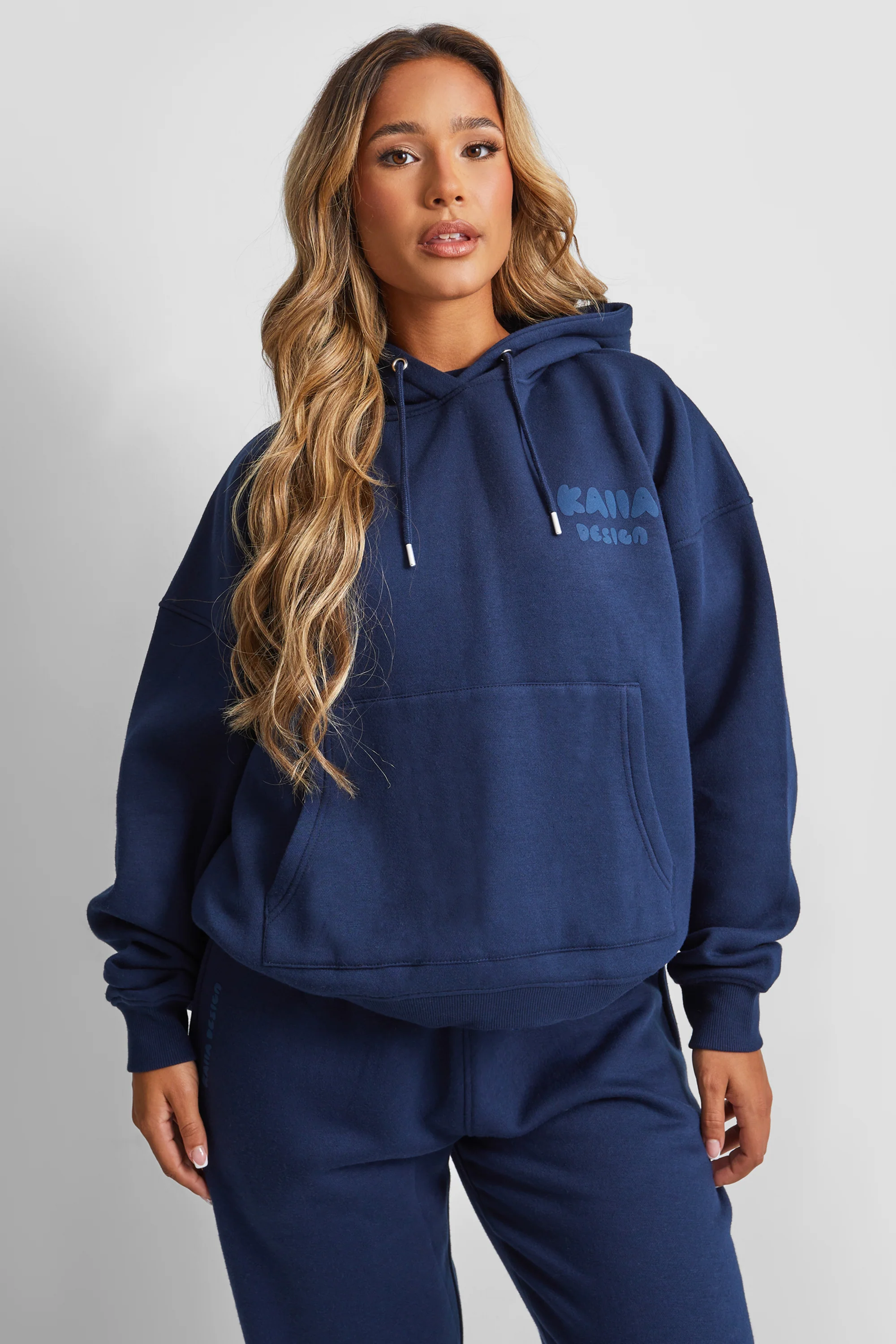 Kaiia Design Bubble Logo Oversized Hoodie Navy - Image 5