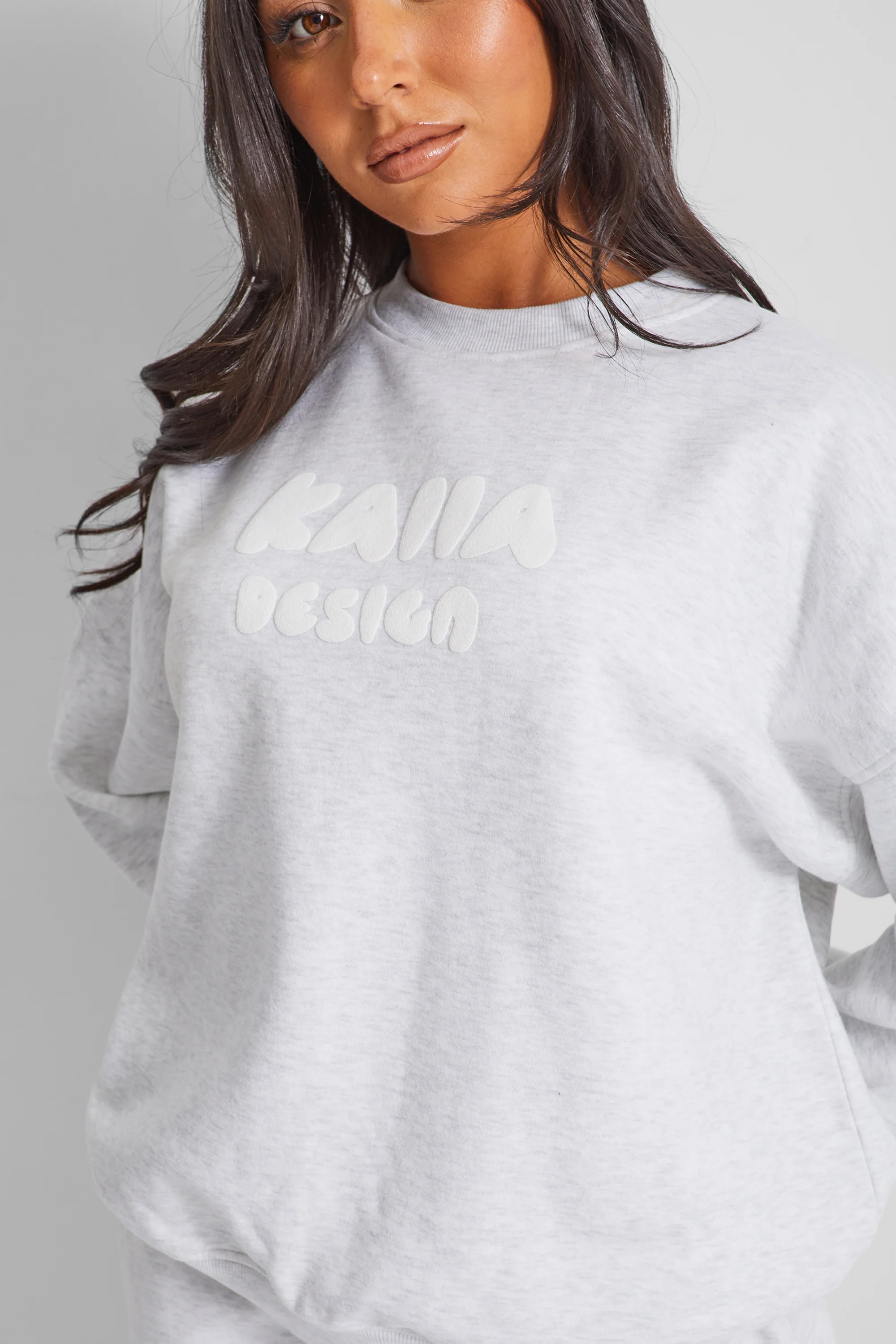 Kaiia Design Oversized Sweatshirt Light Grey Marl - Image 3