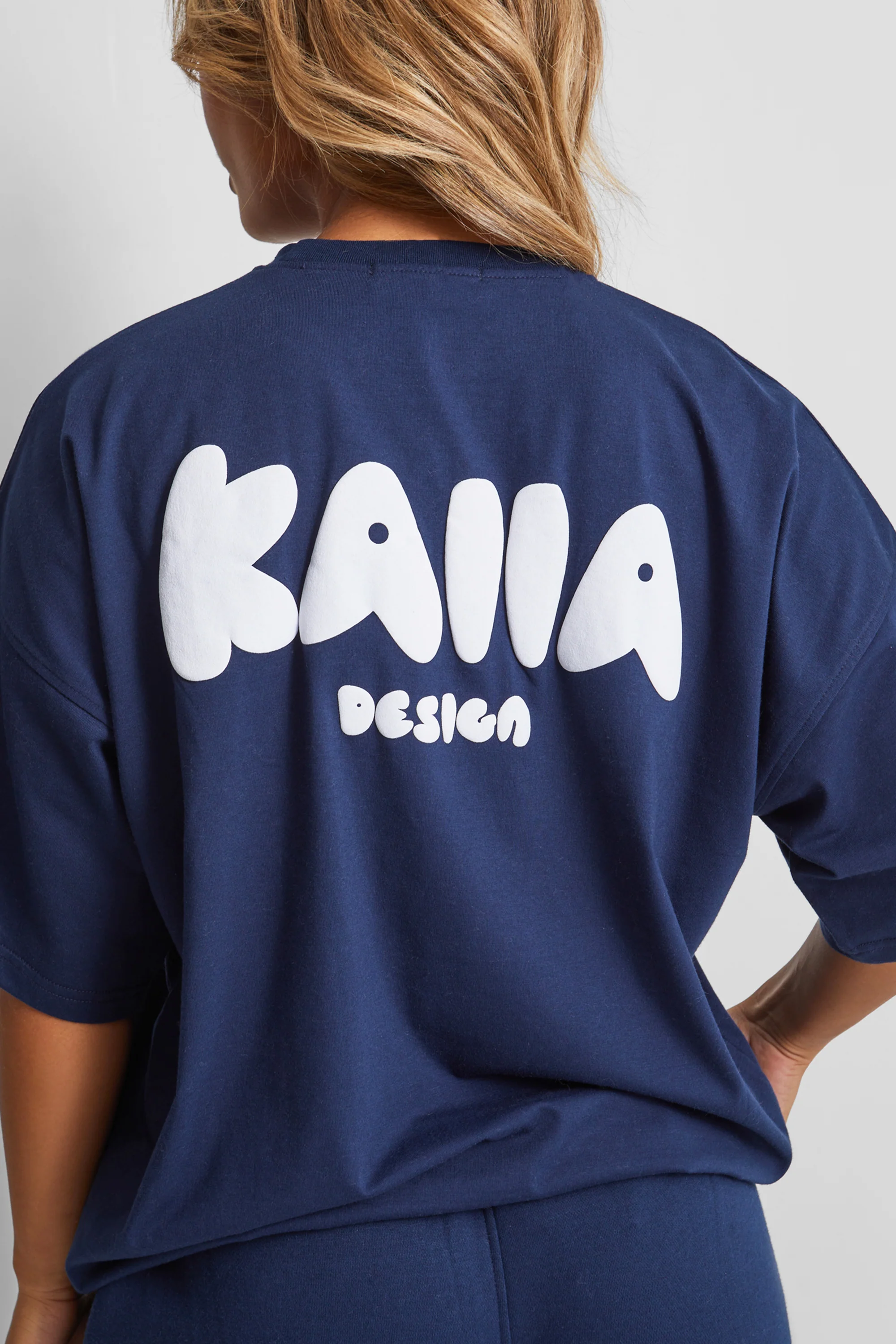 Kaiia Design Bubble Logo Oversized T-shirt Navy - Image 2