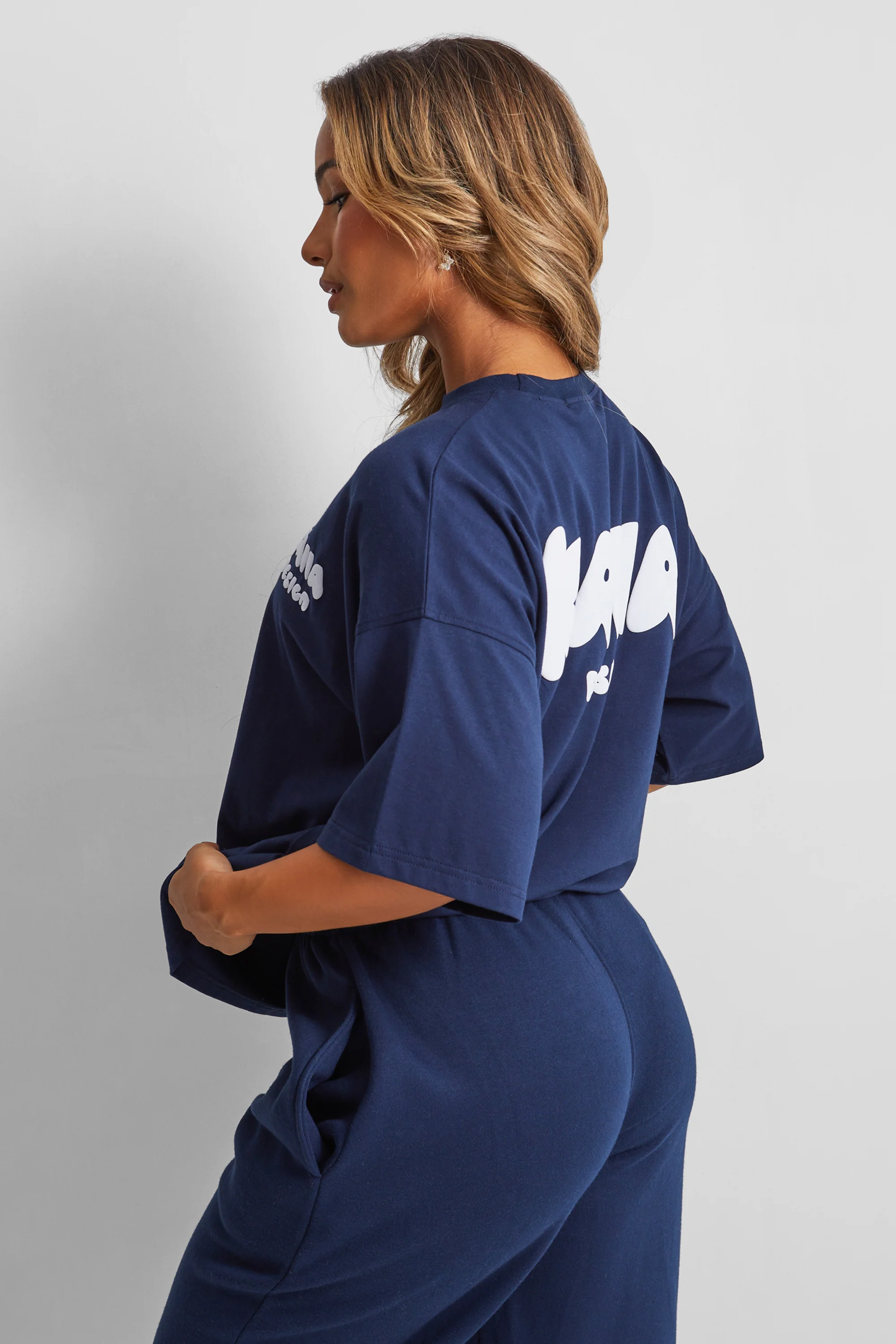 Kaiia Design Bubble Logo Oversized T-shirt Navy - Image 4