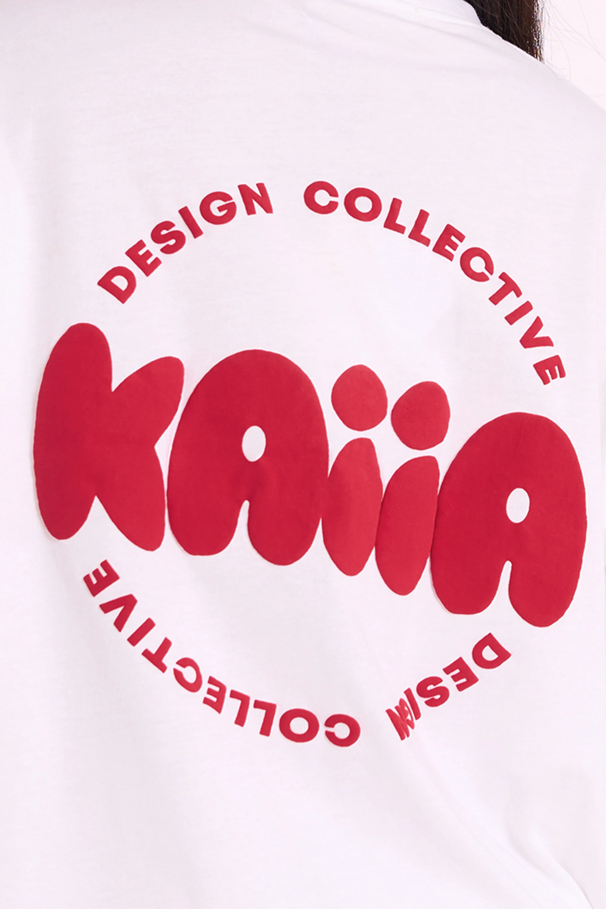 Kaiia Oversized Tee White & Red - Image 4