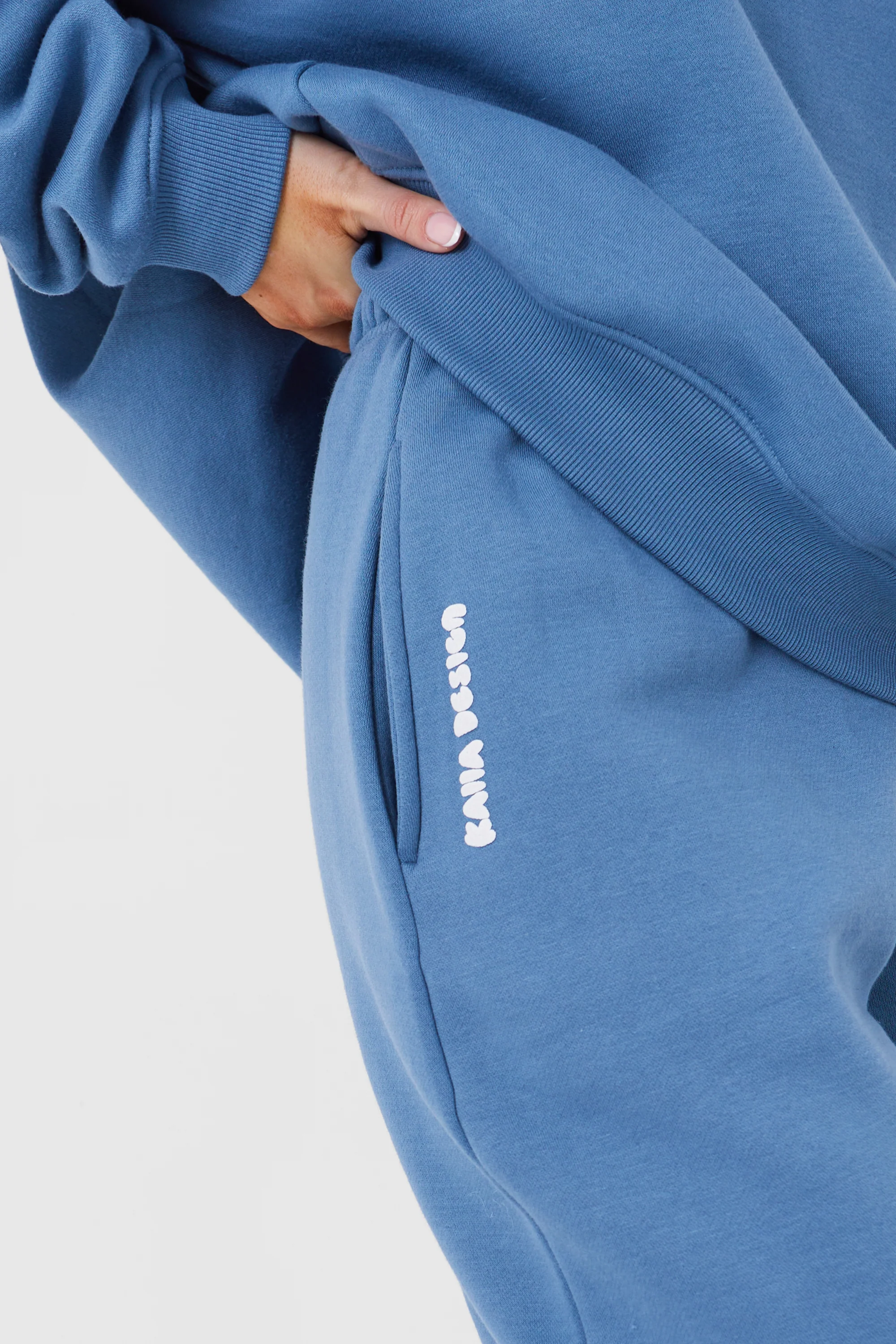 Kaiia Design Relaxed Fit Cuffed Jogger Co-ord Denim Blue - Image 3