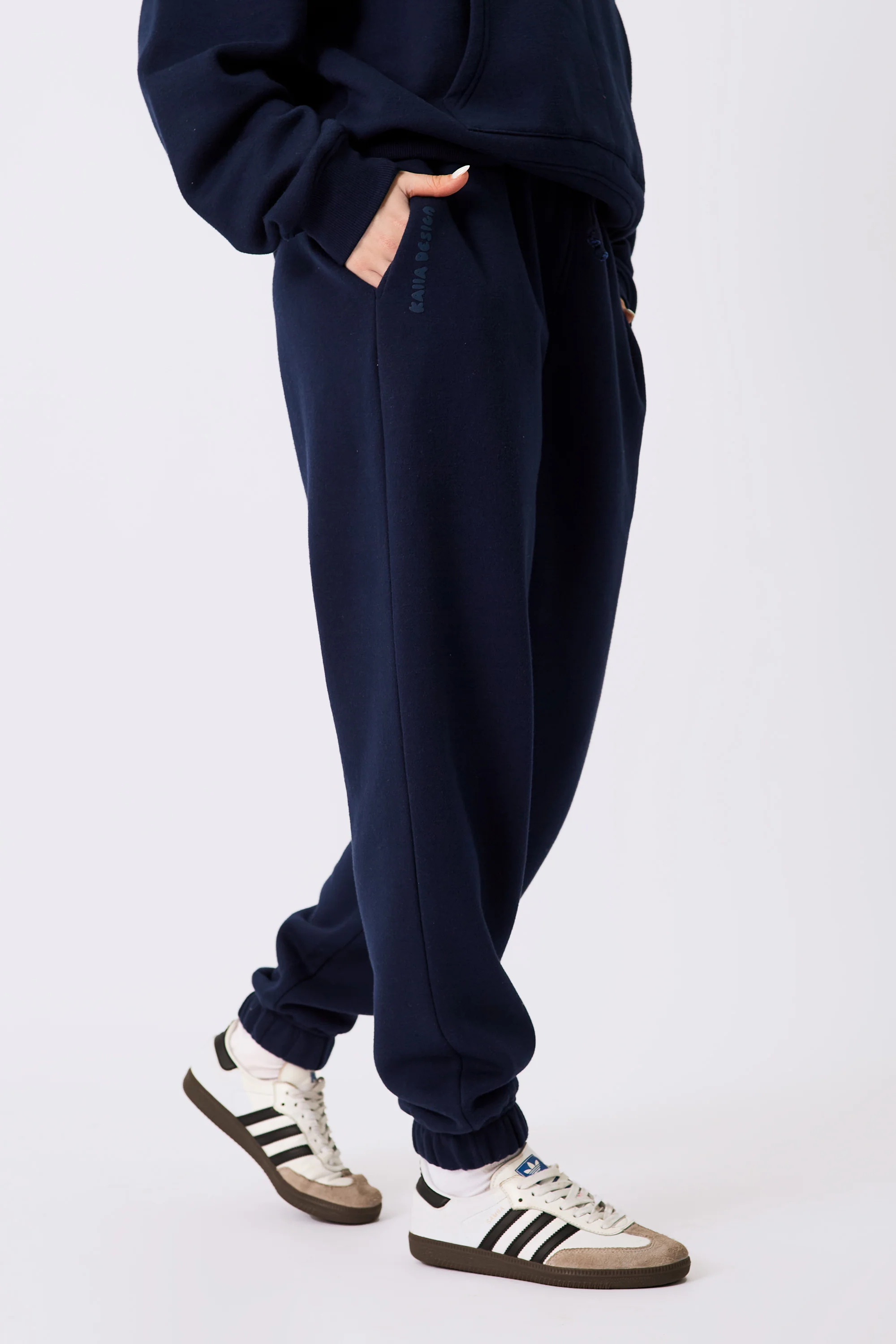 Kaiia Design Bubble Logo Cuffed Joggers Navy - Image 4