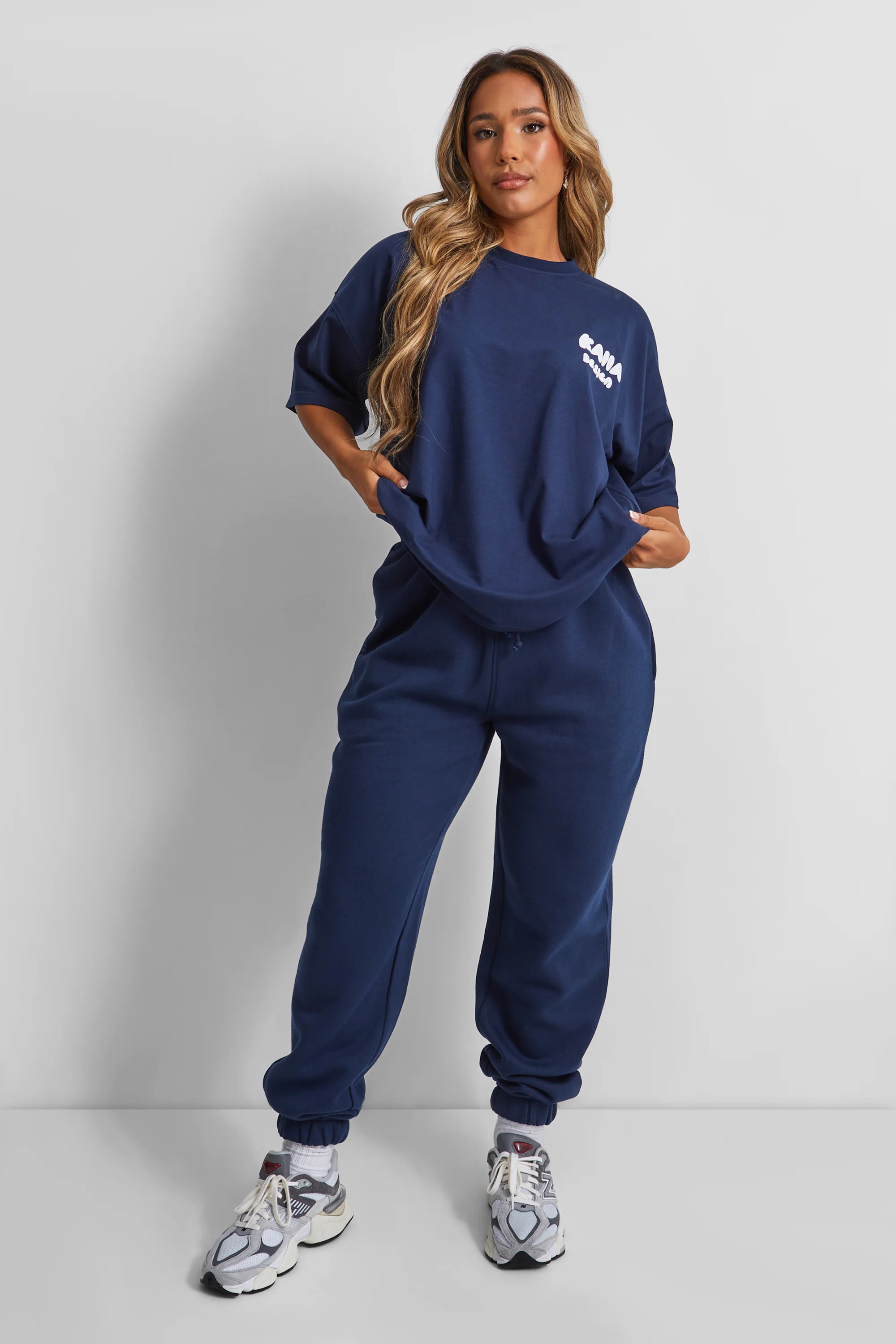Kaiia Design Bubble Logo Cuffed Joggers Navy - Image 5