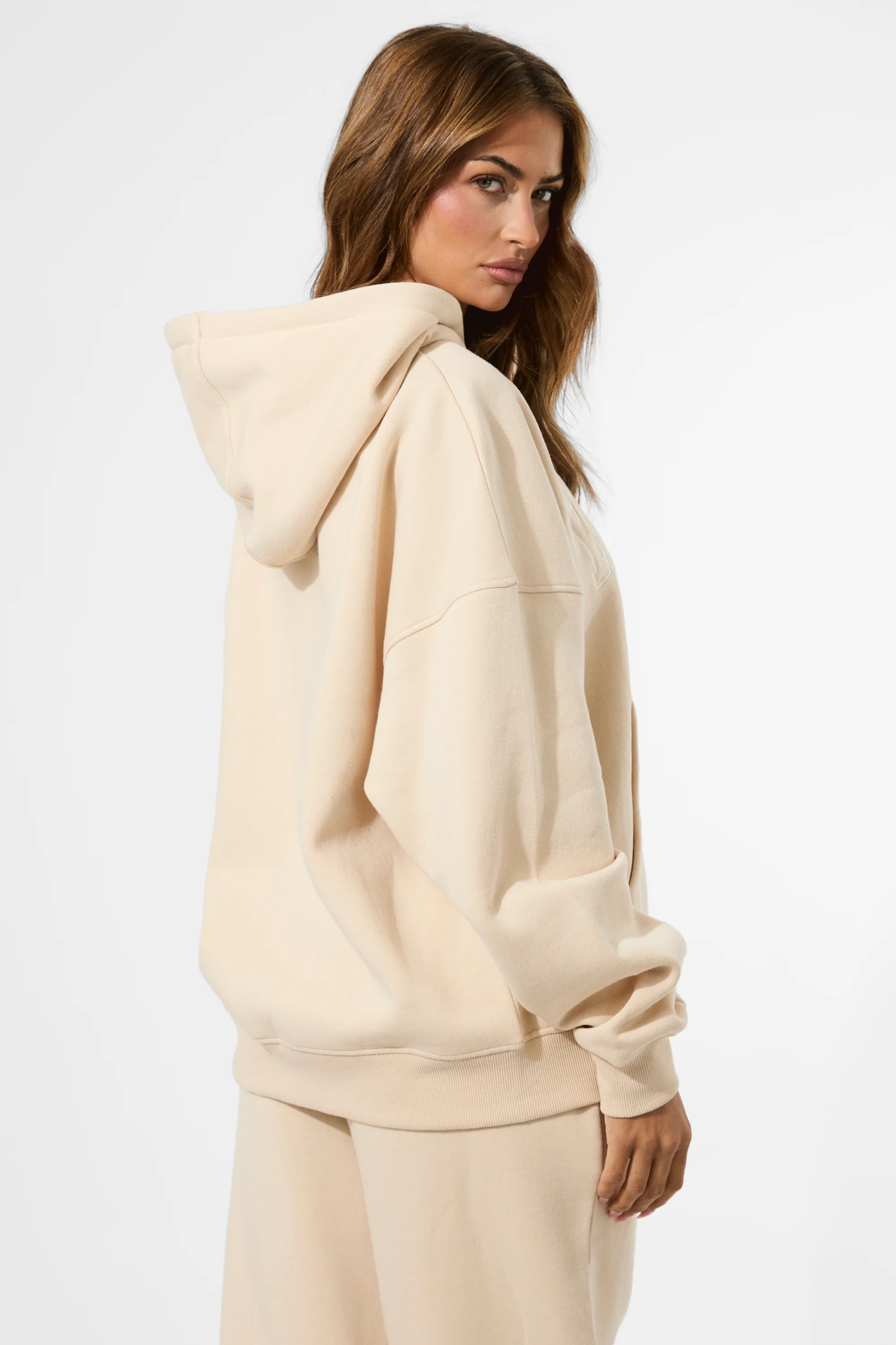 Kaiia Slogan Oversized Hoodie Custard Cream - Image 4