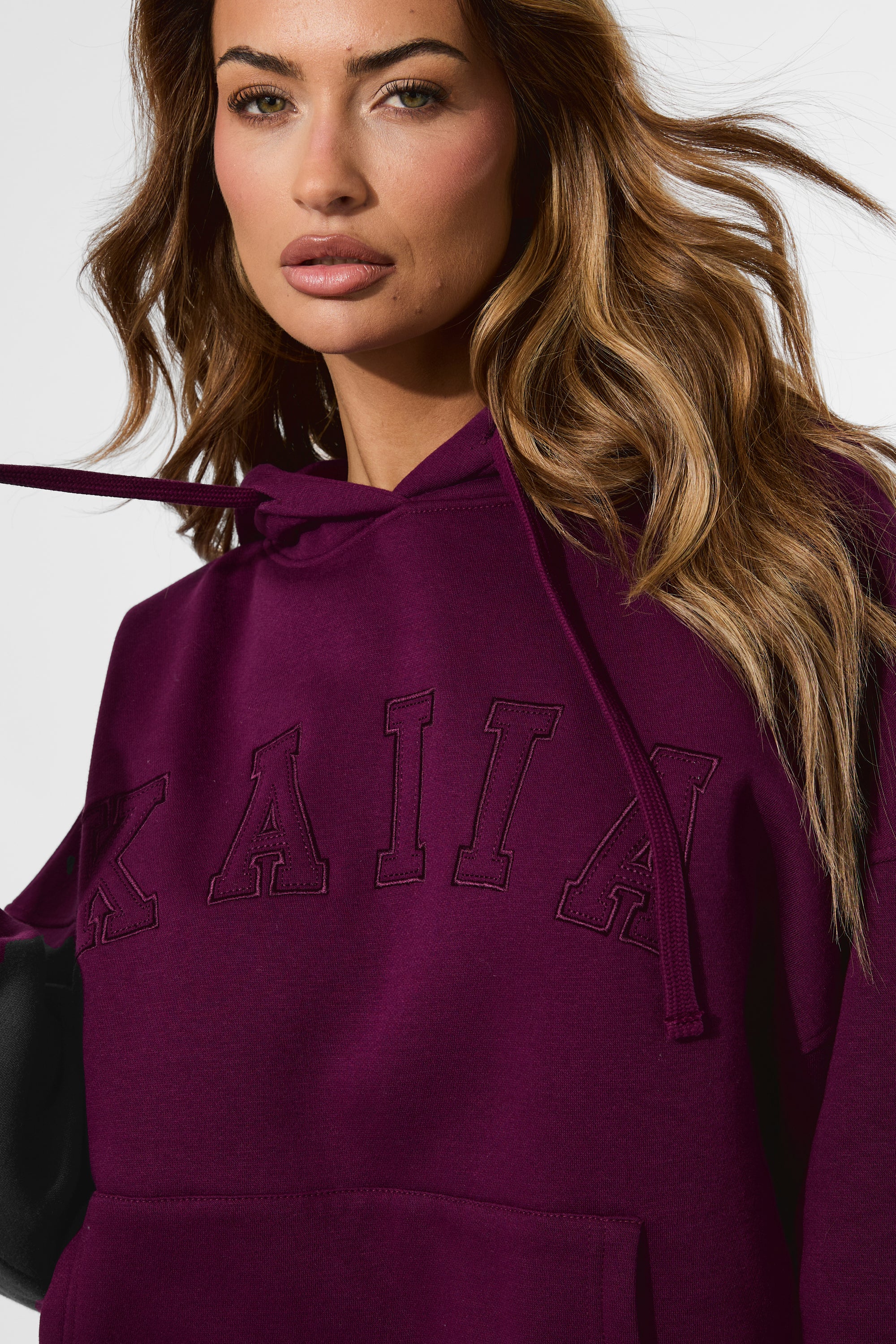 Kaiia Slogan Oversized Hoodie Grape - Image 2