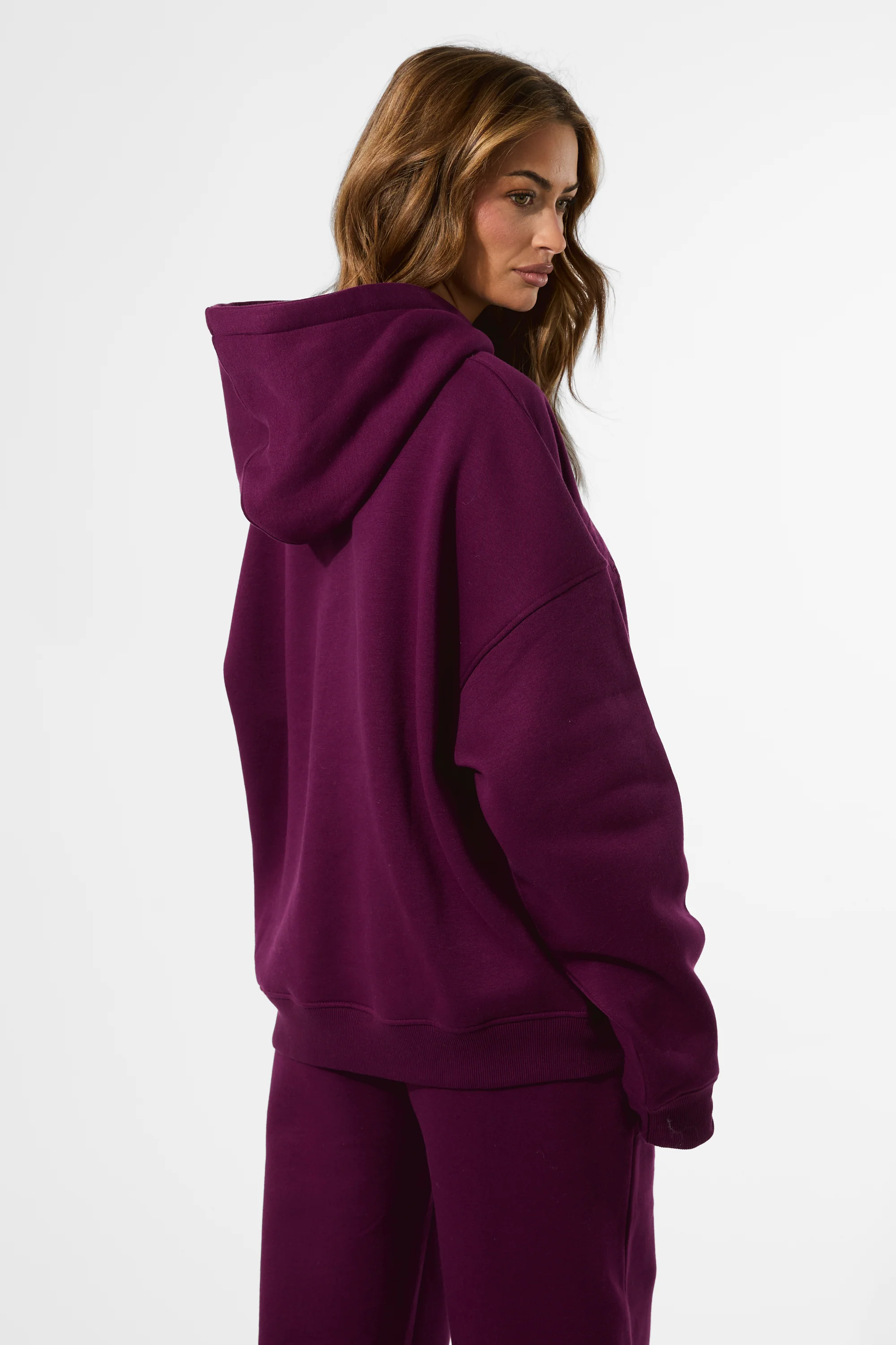 Kaiia Slogan Oversized Hoodie Grape - Image 3