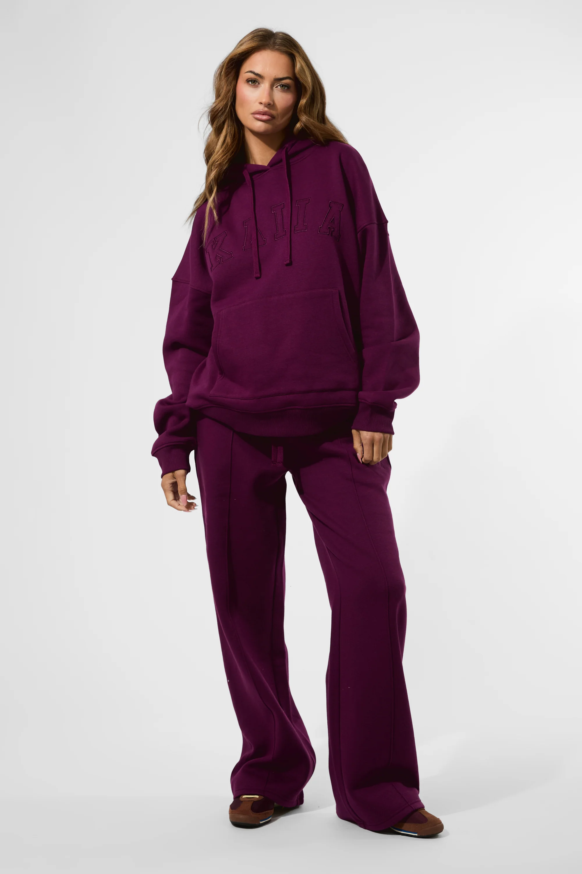 Kaiia Slogan Oversized Hoodie Grape - Image 4
