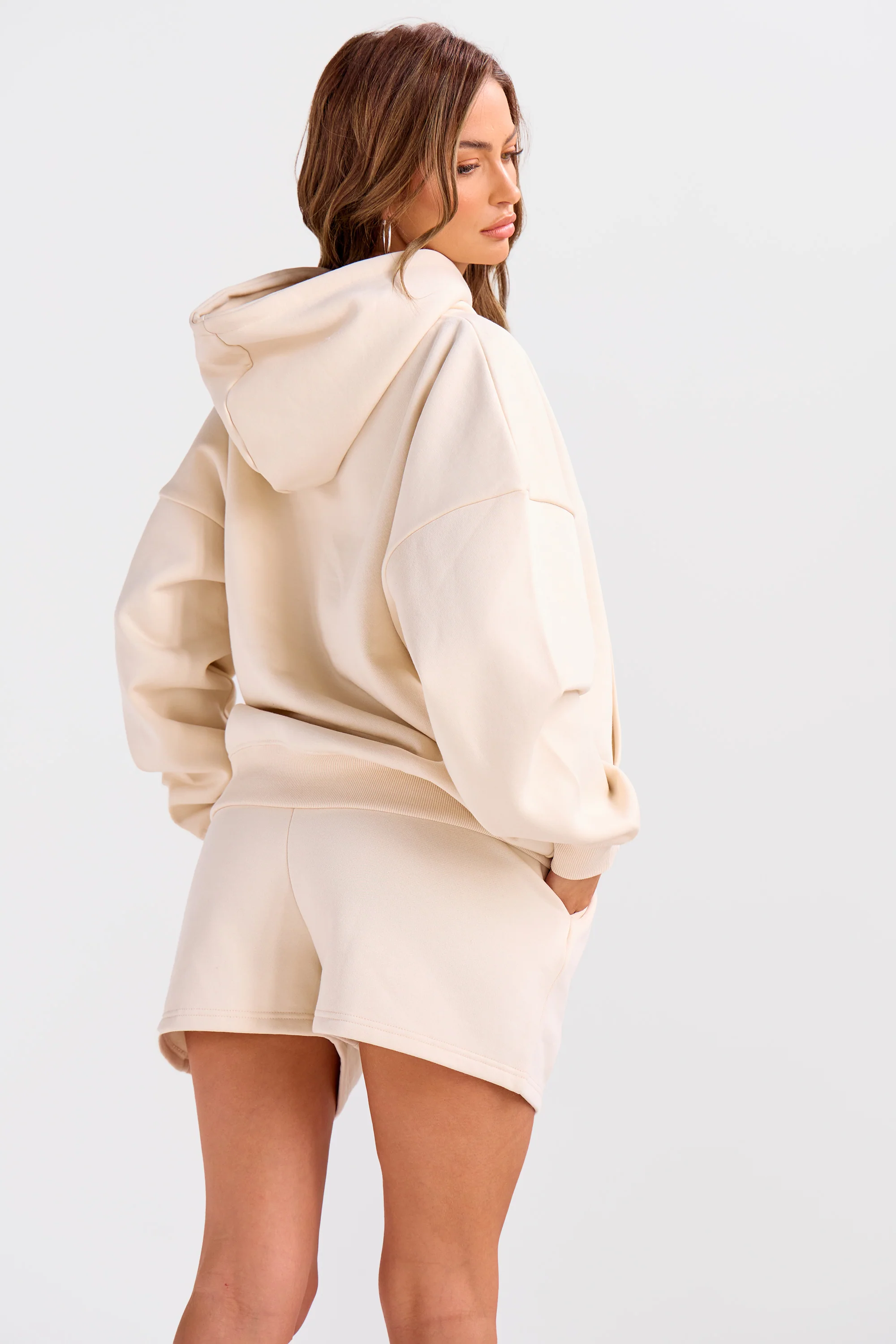 Kaiia Embossed Bubble Logo Oversized Hoodie Oatmilk - Image 7