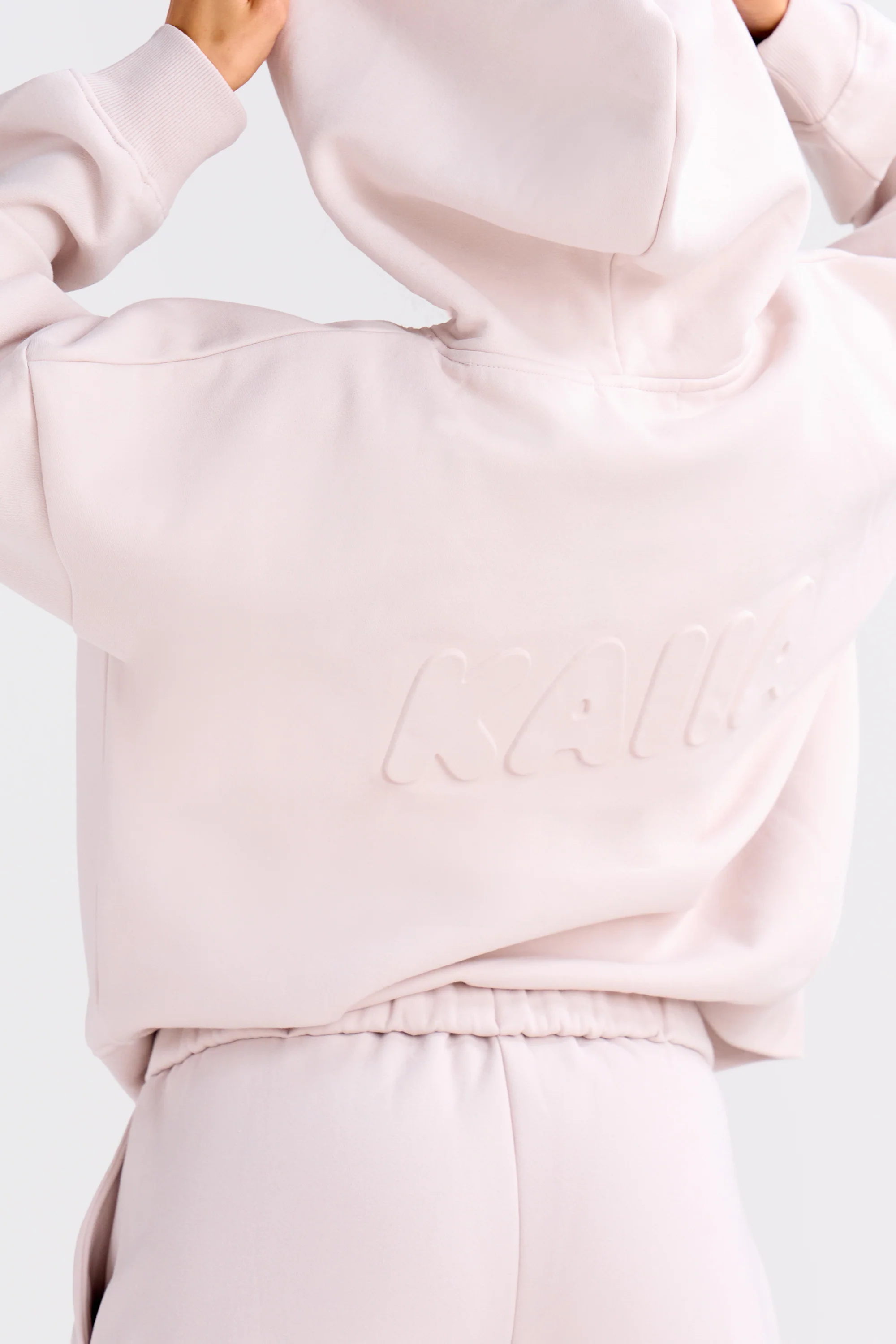 Kaiia Embossed Bubble Logo Oversized Hoodie Oyster - Image 6