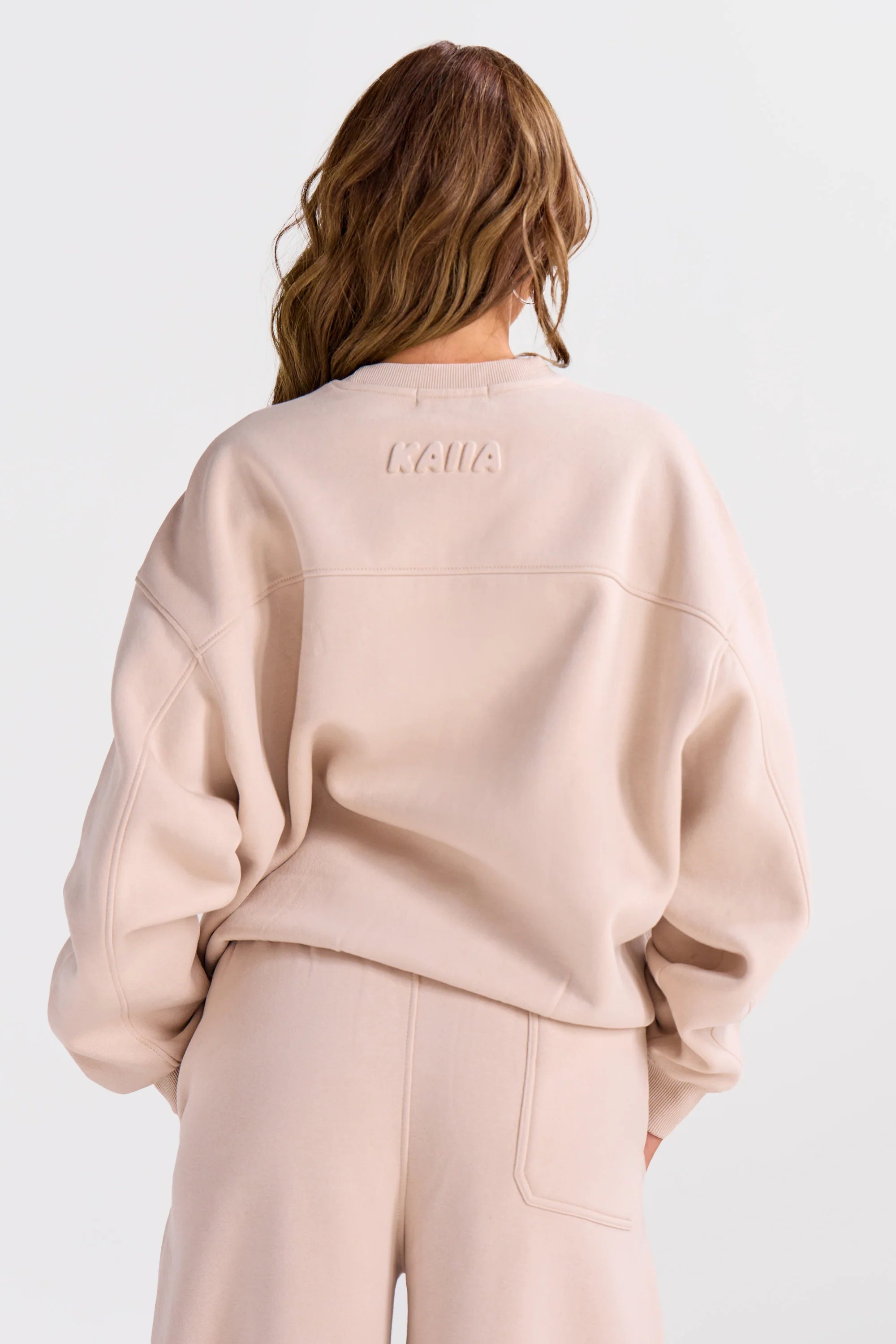 Kaiia Embossed Bubble Logo Seam Detail Sweatshirt Mushroom - Image 6