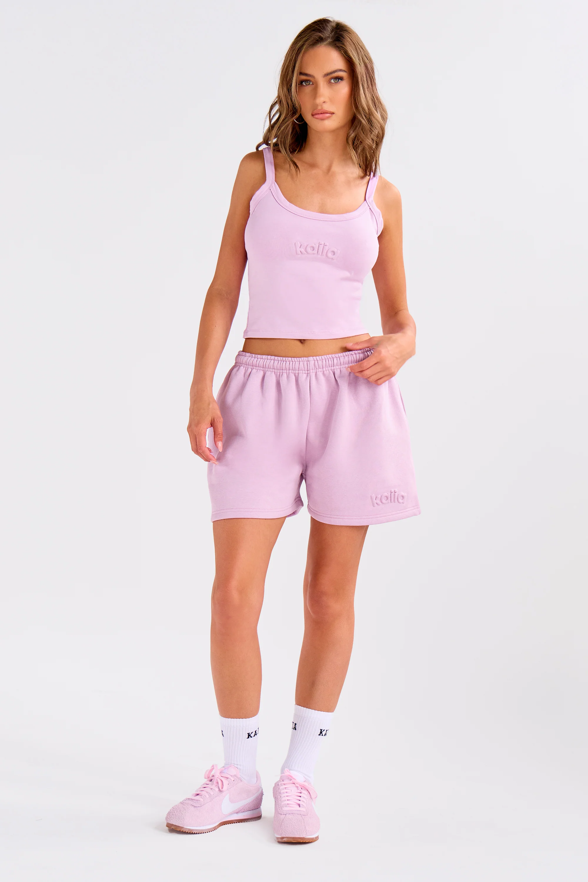 Kaiia Embossed Logo Cami Top Parma Violet - Image 2