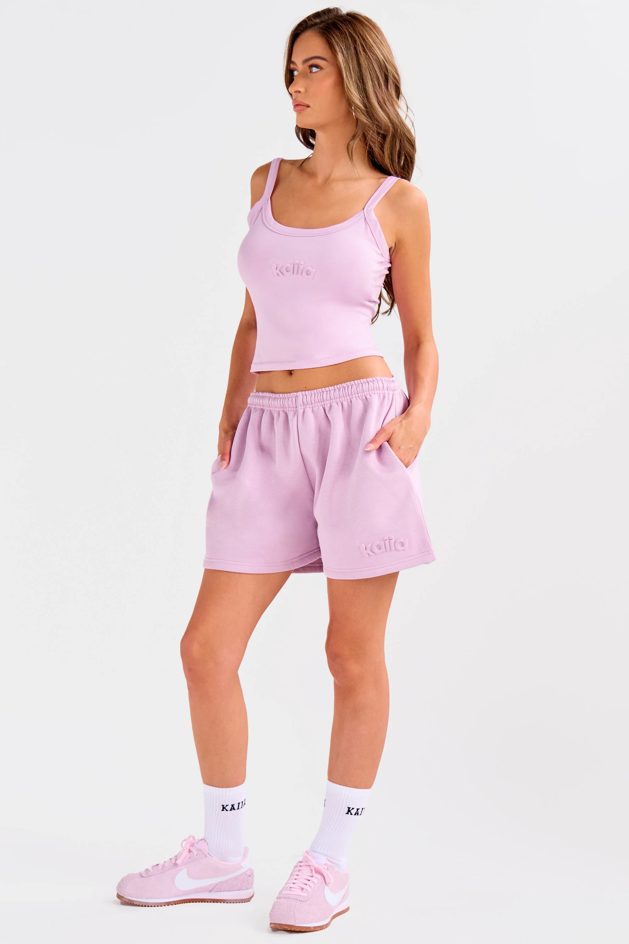 Kaiia Embossed Logo Cami Top Parma Violet - Image 4