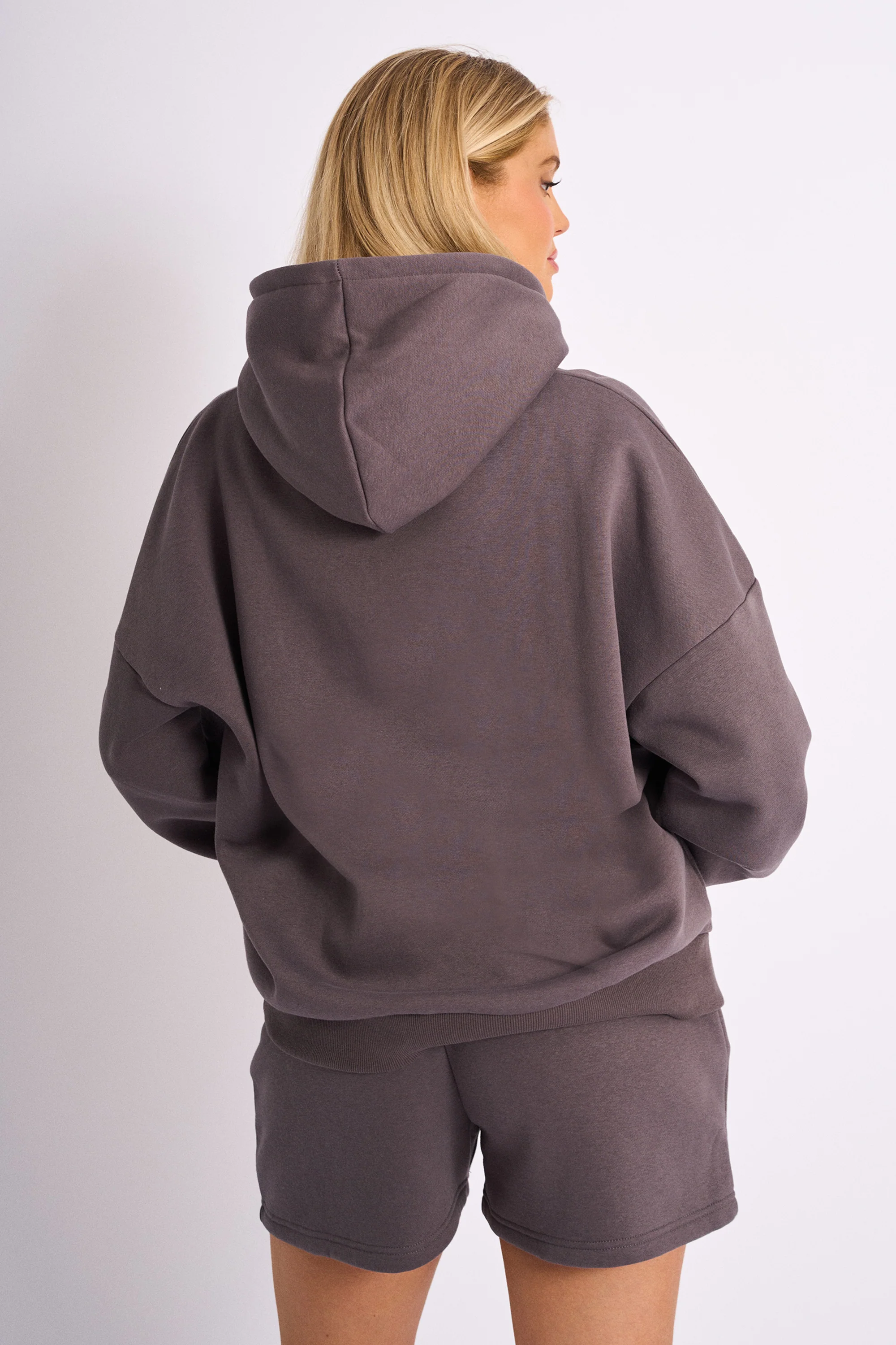 Kaiia Embossed Logo Oversized Hoodie Dark Grey - Image 3