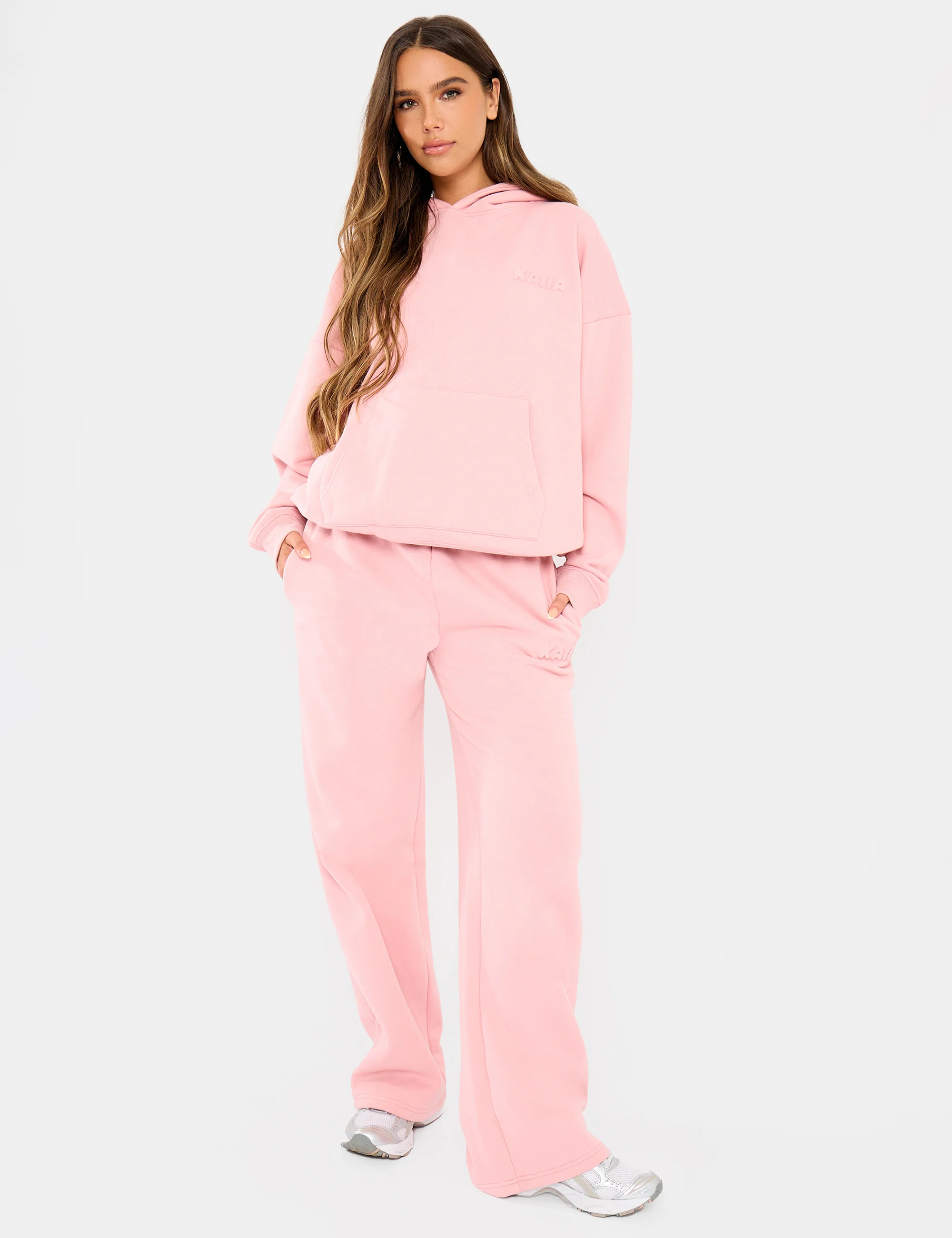 Kaiia Embossed Logo Oversized Hoodie Dusty Rose - Image 3