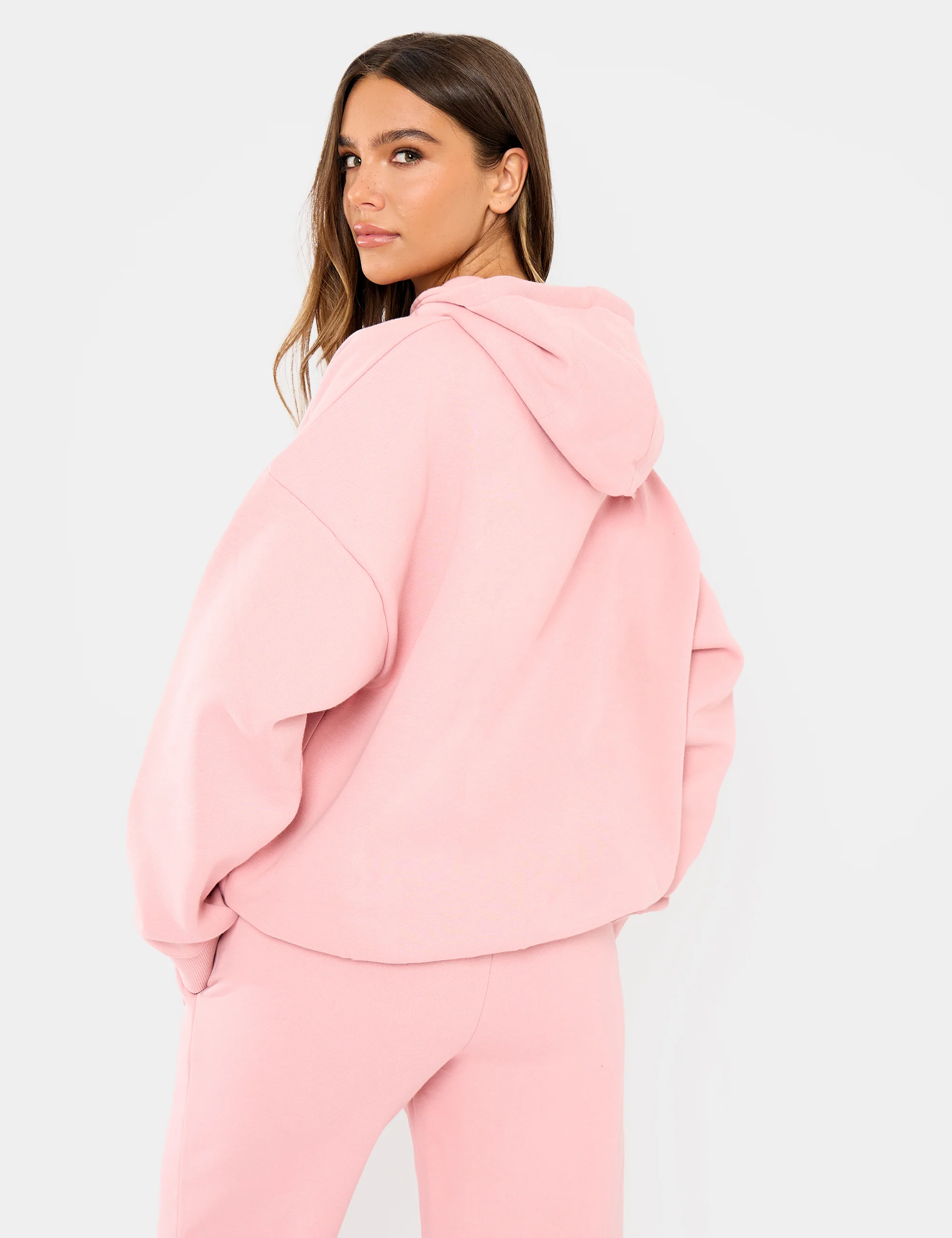 Kaiia Embossed Logo Oversized Hoodie Dusty Rose - Image 4