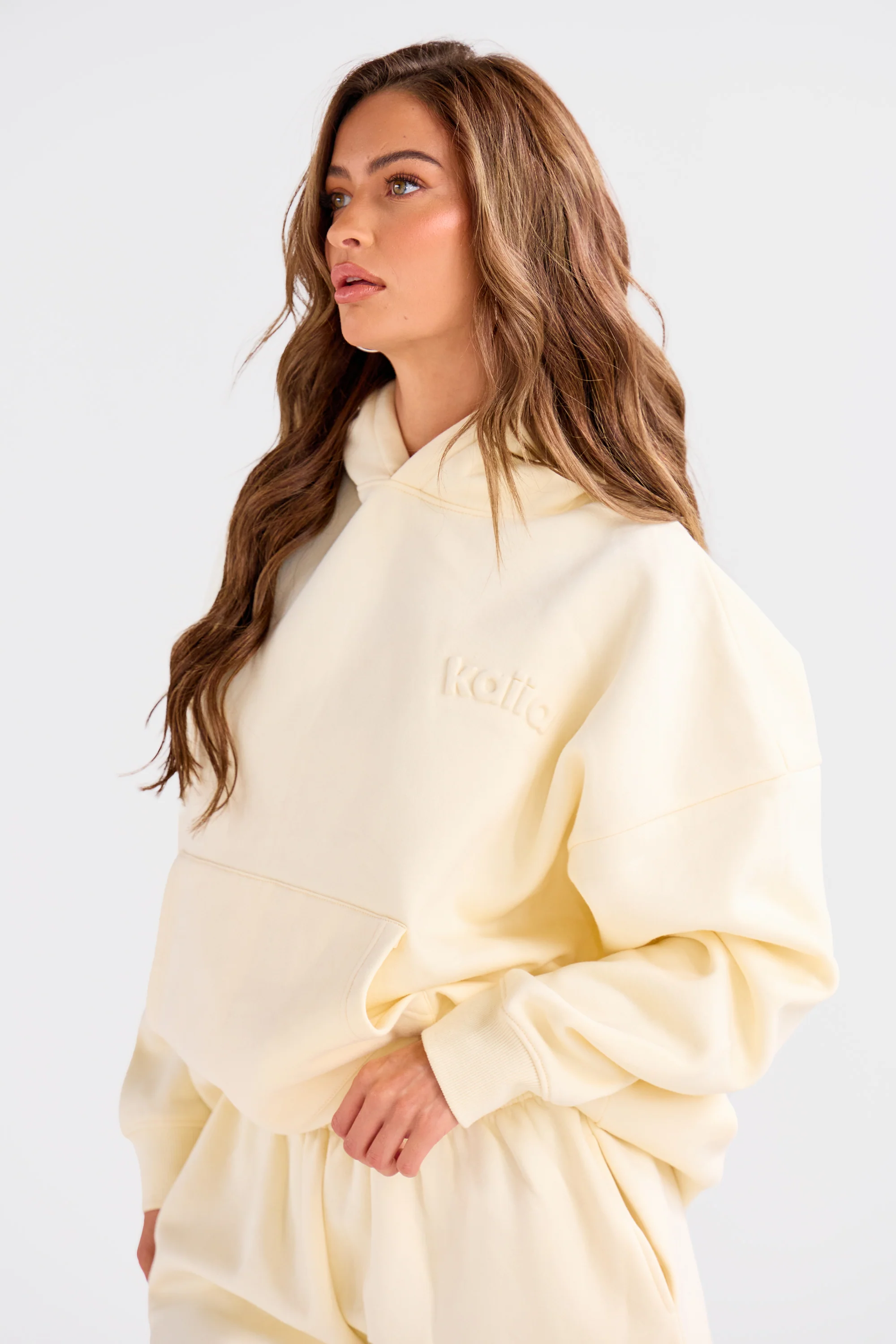 Kaiia Embossed Logo Oversized Hoodie Lemon - Image 5
