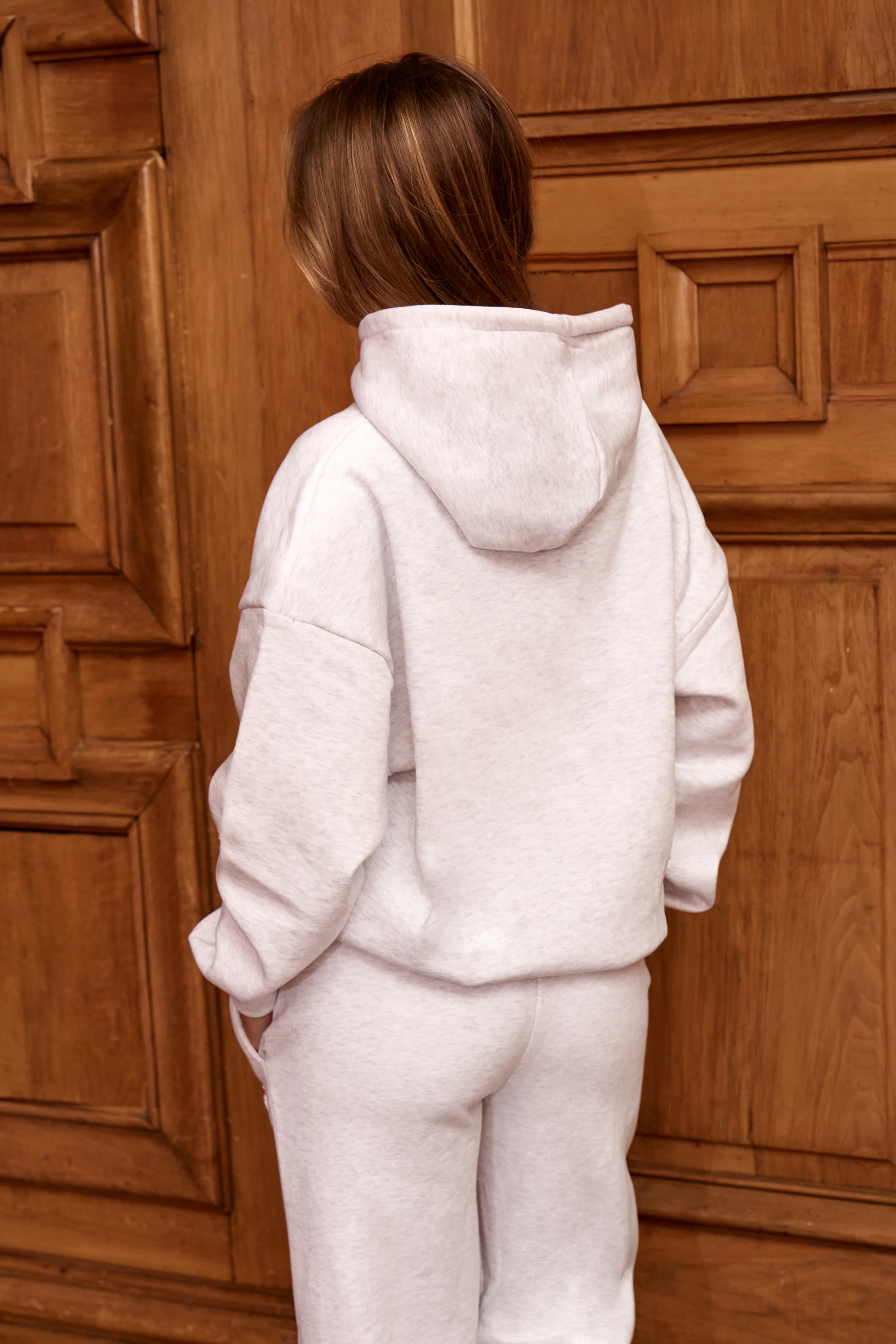 Kaiia Embossed Logo Oversized Hoodie Light Grey Marl - Image 8
