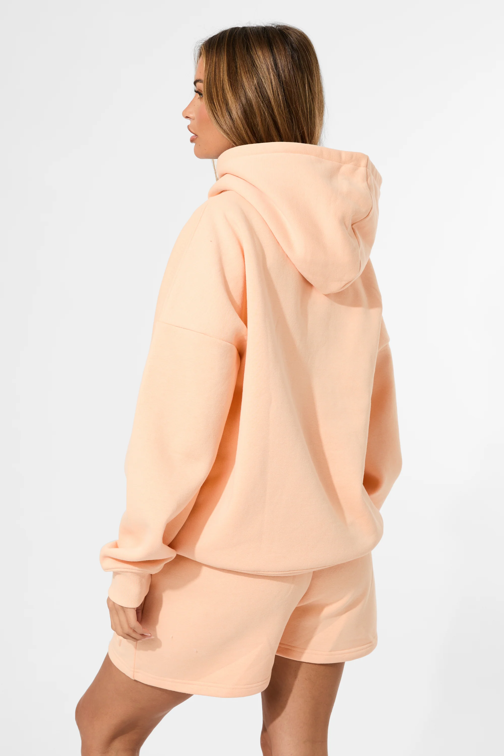 Kaiia Embossed Logo Oversized Hoodie Orange Sherbet - Image 4