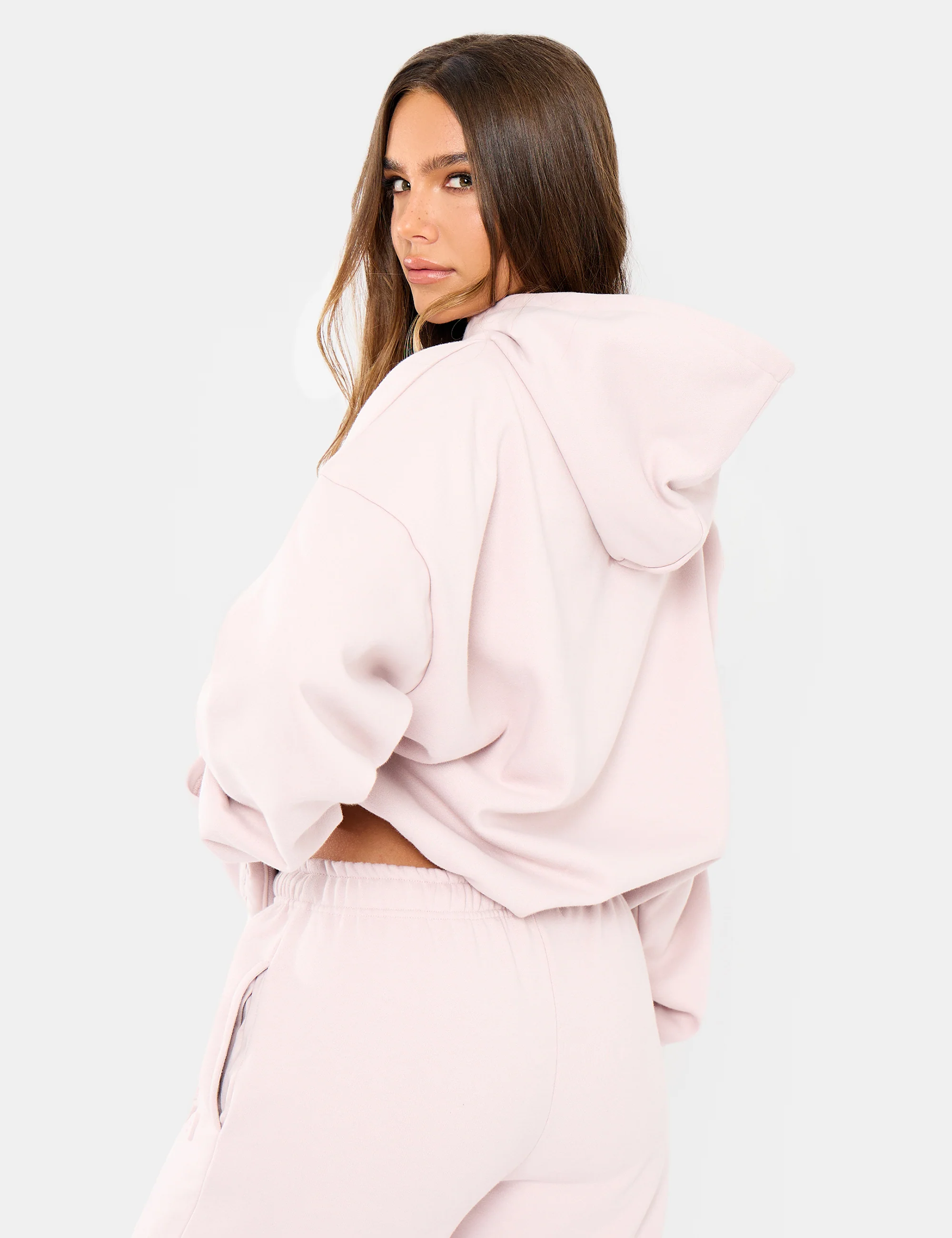 Kaiia Embossed Logo Oversized Hoodie Pale Dusty Lilac - Image 2