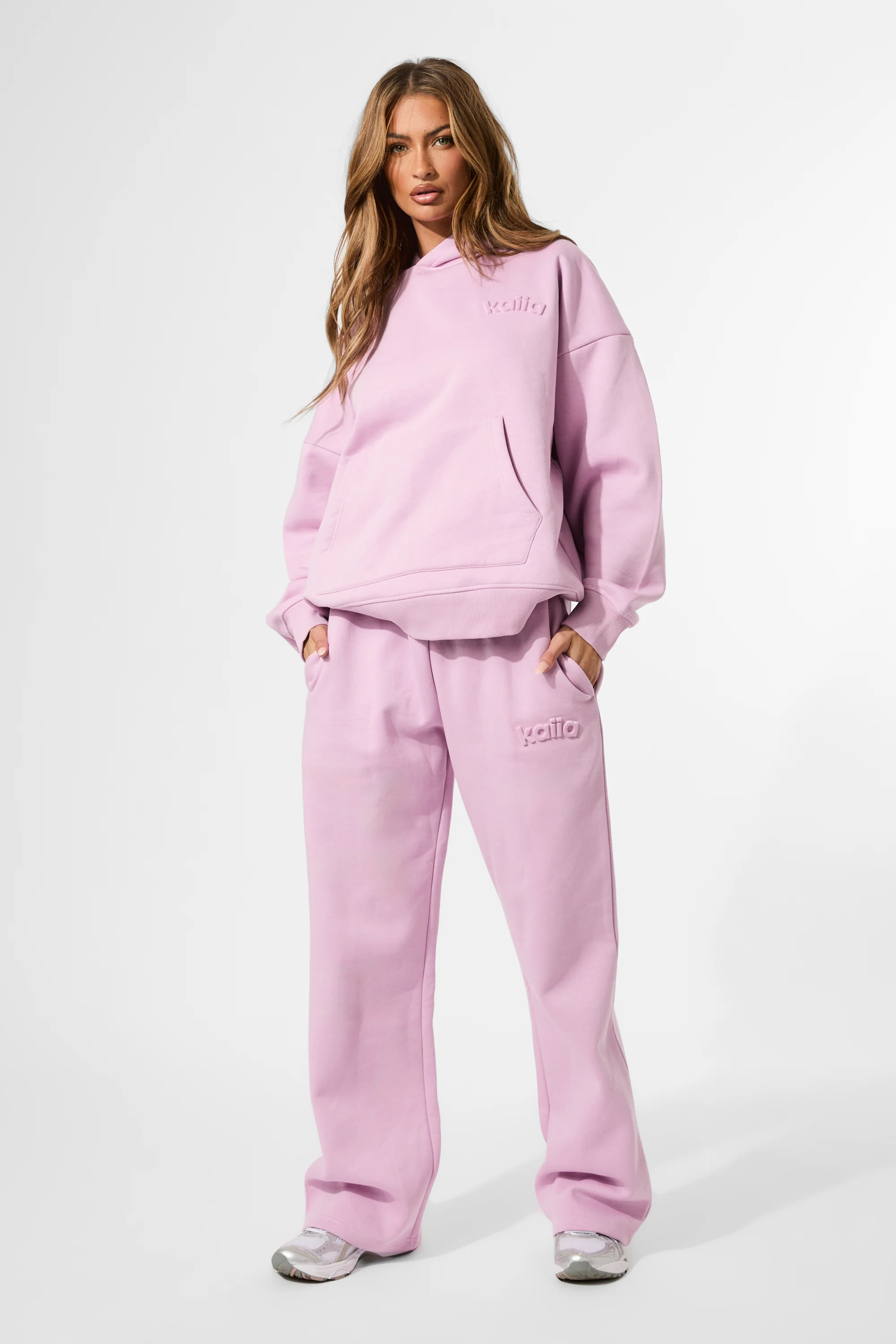 Kaiia Embossed Logo Oversized Hoodie Parma Violet - Image 4