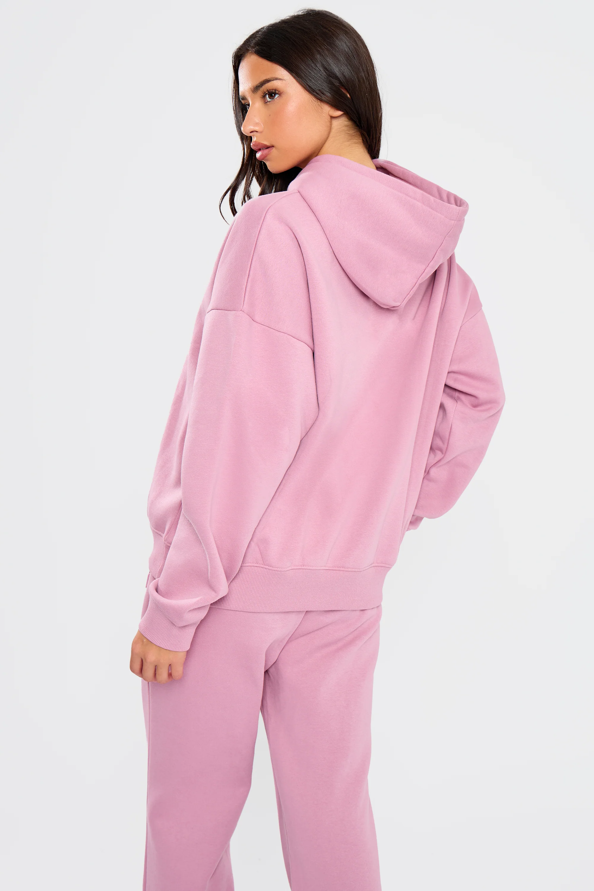 Kaiia Embossed Bubble Logo Oversized Hoodie Petal Pink - Image 4