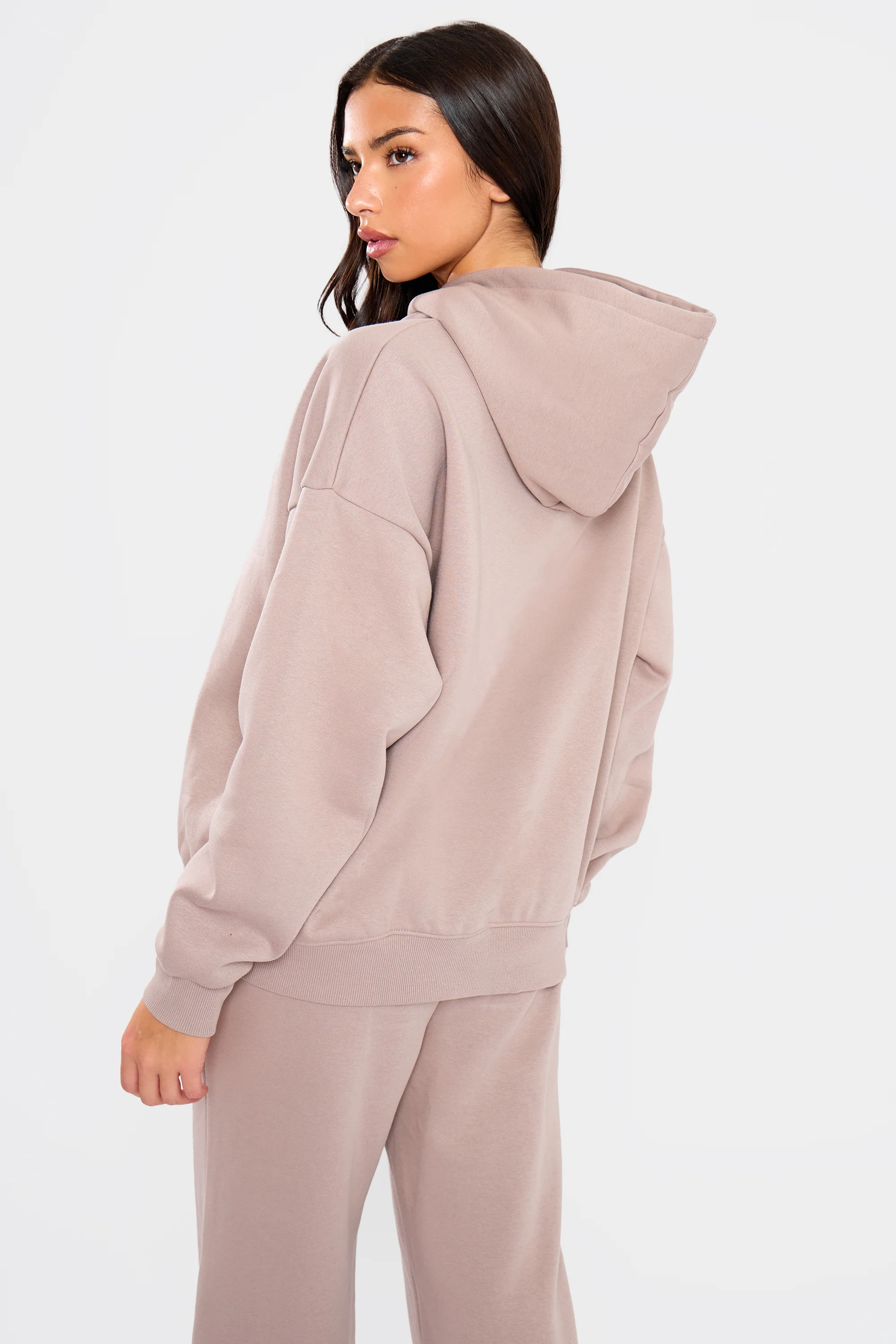 Kaiia Embossed Bubble Logo Oversized Hoodie Clay - Image 6