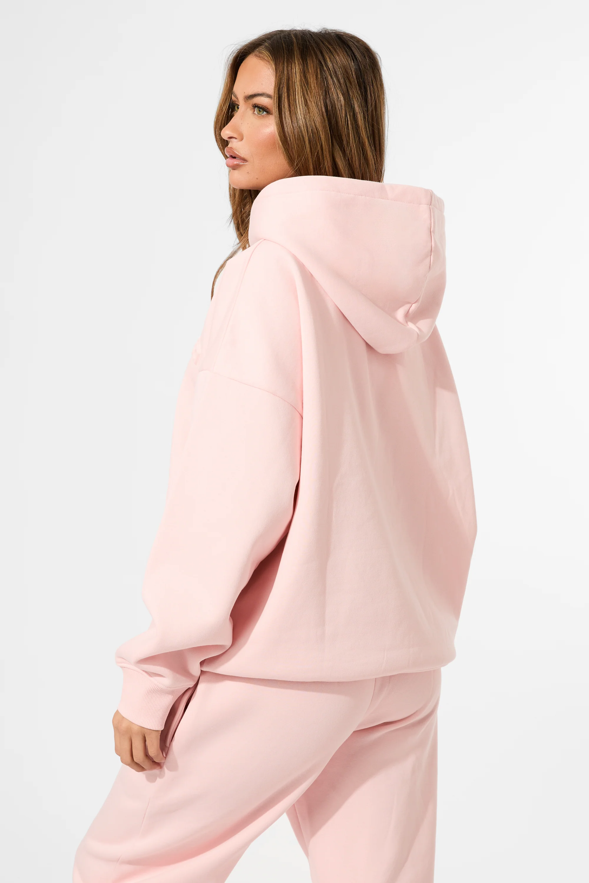 Kaiia Embossed Logo Oversized Hoodie Sugar Pink - Image 5