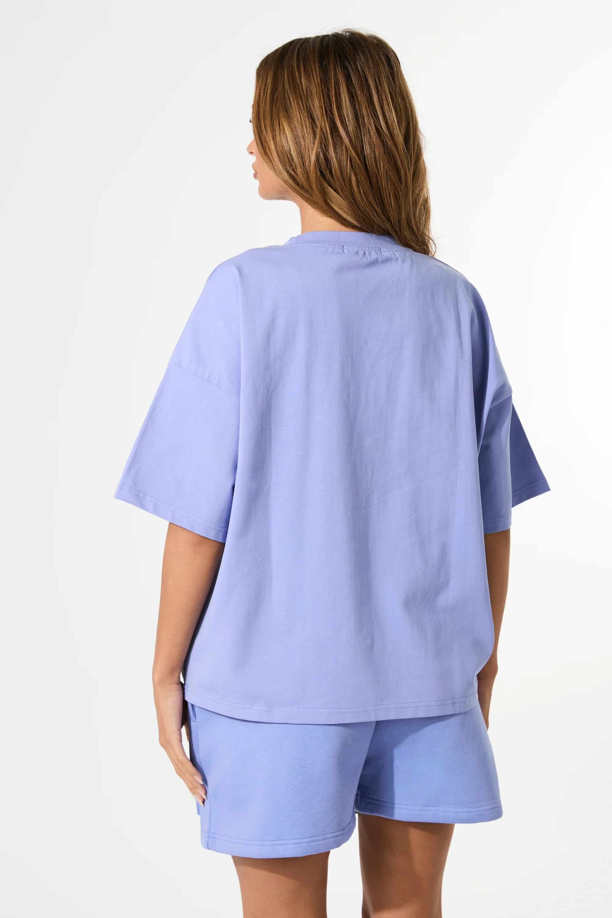 Kaiia Embossed Logo Oversized Tee Cornflower Blue - Image 3