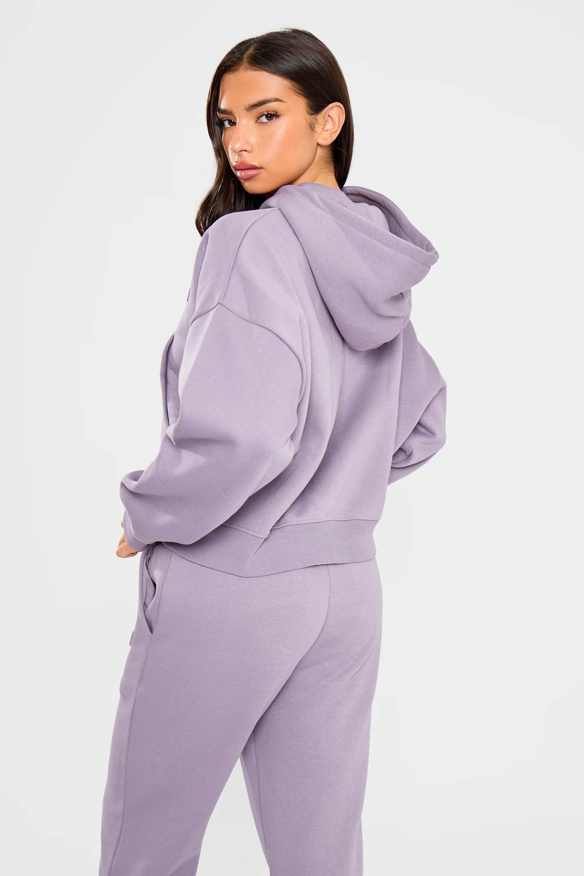 Kaiia Embossed Bubble Logo Oversized Zip Through Hoodie Dusk - Image 6