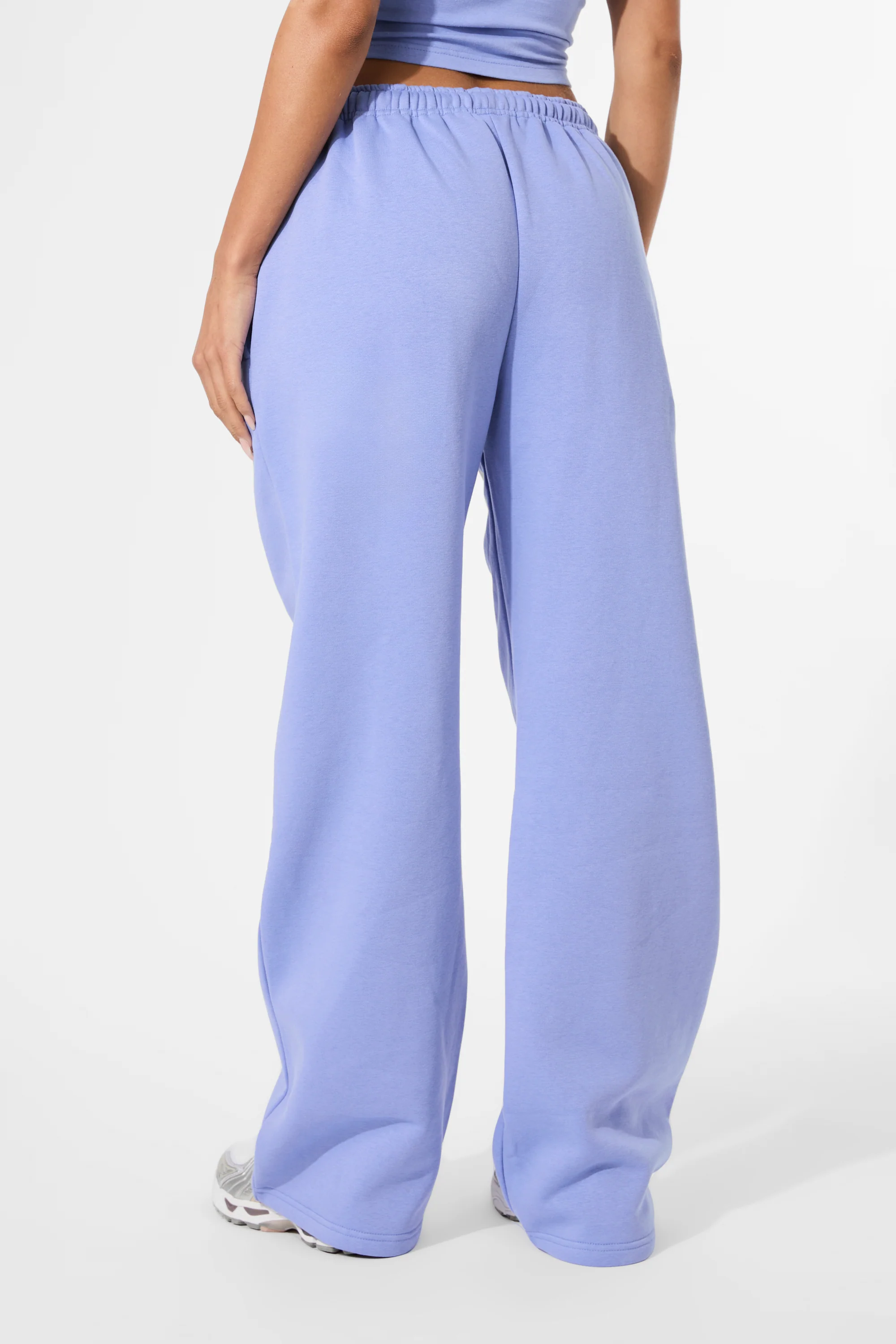 Kaiia Embossed Logo Wide Leg Joggers Cornflower Blue - Image 3